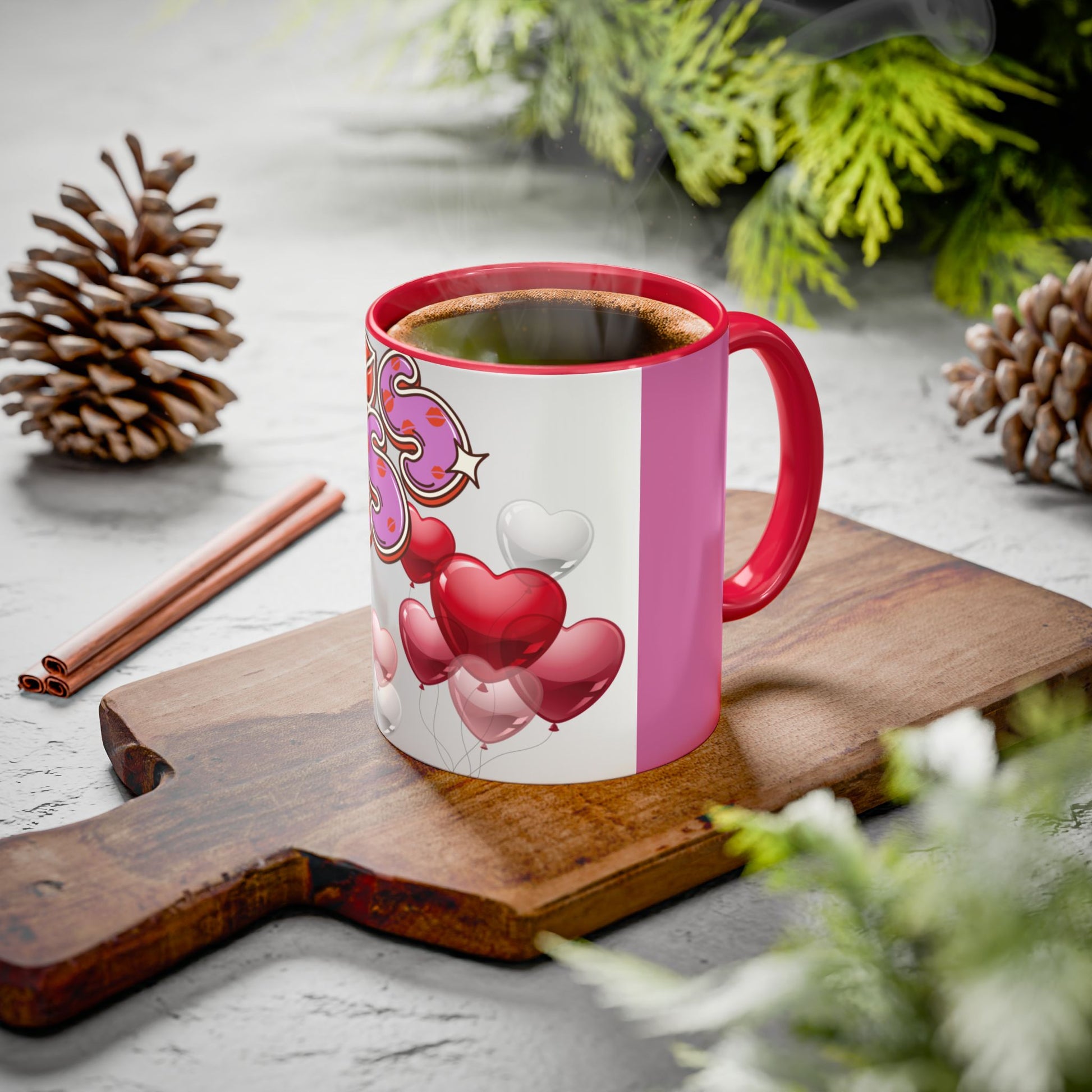 Colorful Valentine Heart Mugs, Perfect for Sweethearts, Unique Love Gifts, Cute Coffee Cups for Romance, Valentine's Day Decor, Kiss Design