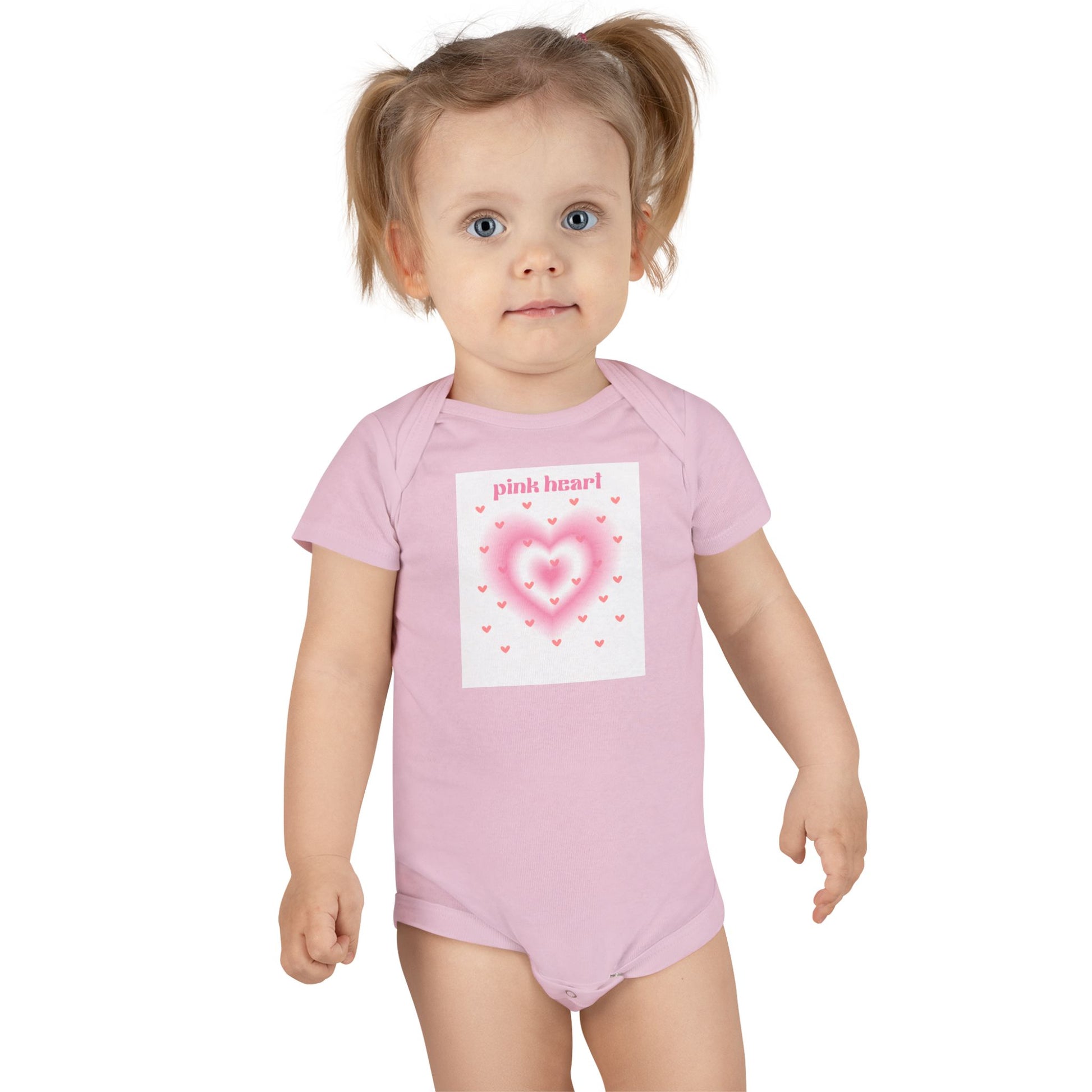 Cute Baby Short Sleeve Onesie® - 'Pink Heart' Design for Infants