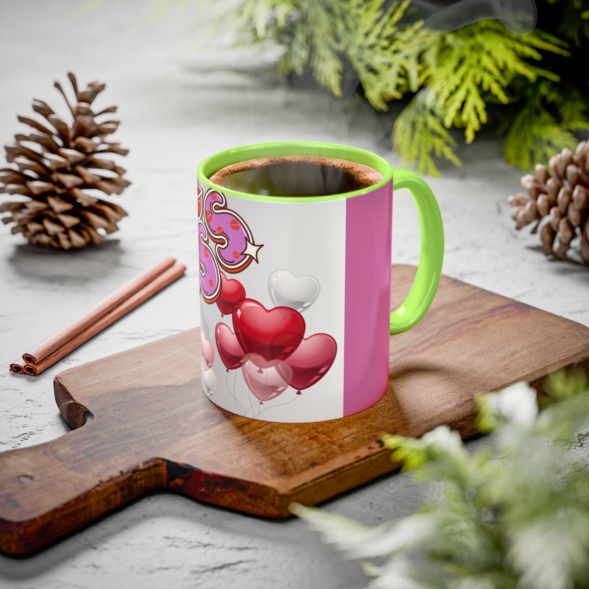 Colorful Valentine Heart Mugs, Perfect for Sweethearts, Unique Love Gifts, Cute Coffee Cups for Romance, Valentine's Day Decor, Kiss Design