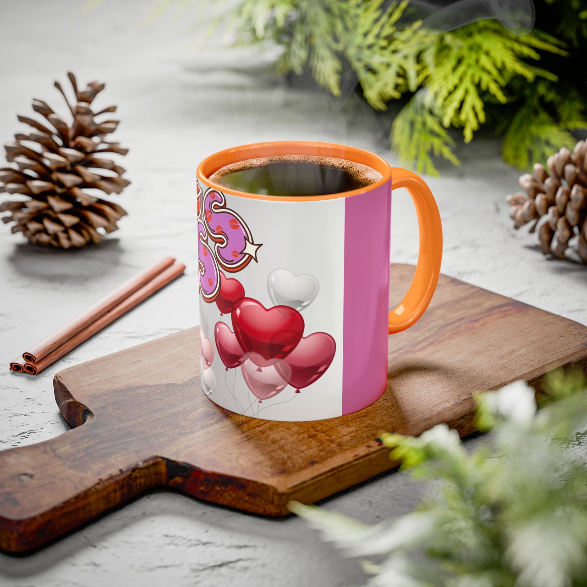 Colorful Valentine Heart Mugs, Perfect for Sweethearts, Unique Love Gifts, Cute Coffee Cups for Romance, Valentine's Day Decor, Kiss Design