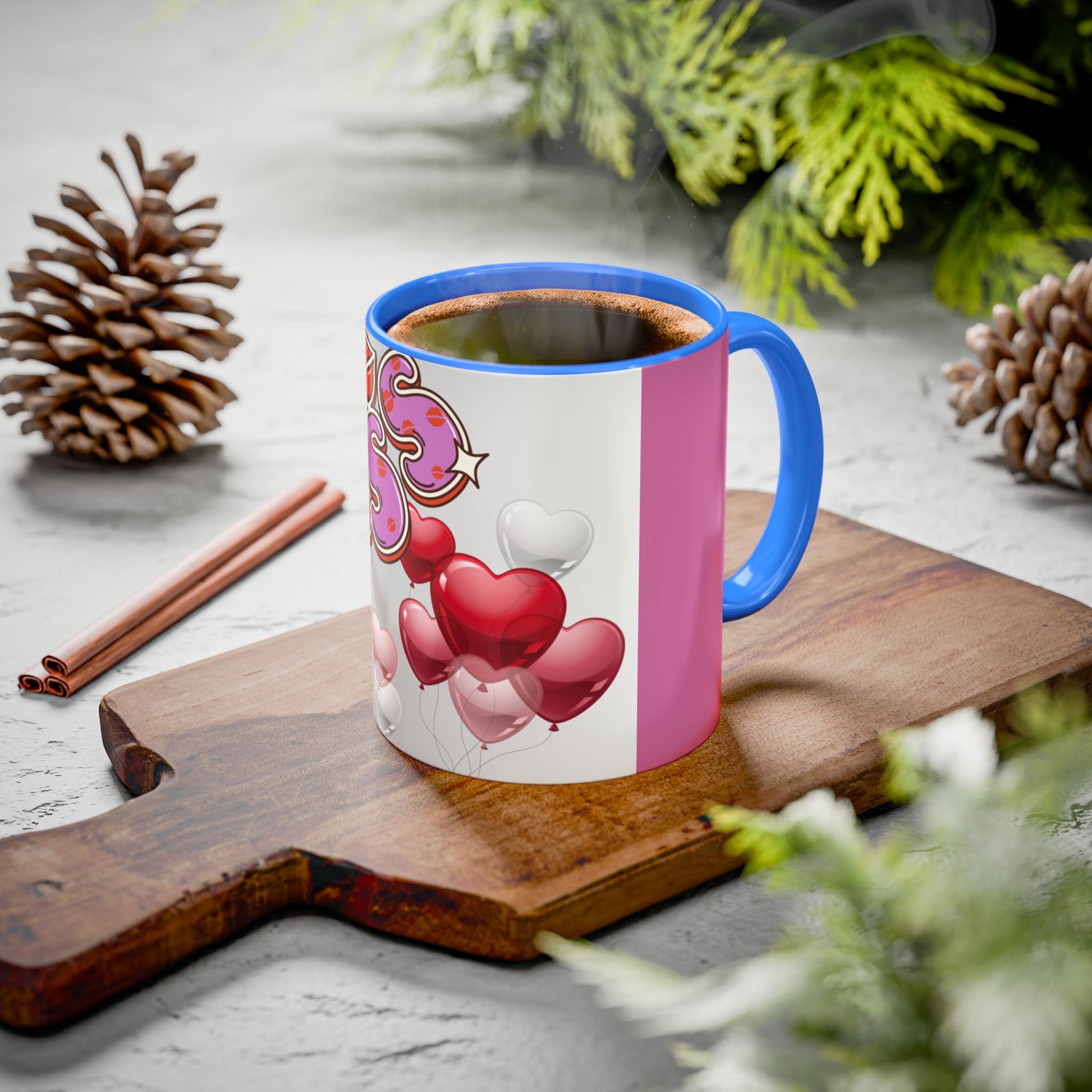 Colorful Valentine Heart Mugs, Perfect for Sweethearts, Unique Love Gifts, Cute Coffee Cups for Romance, Valentine's Day Decor, Kiss Design