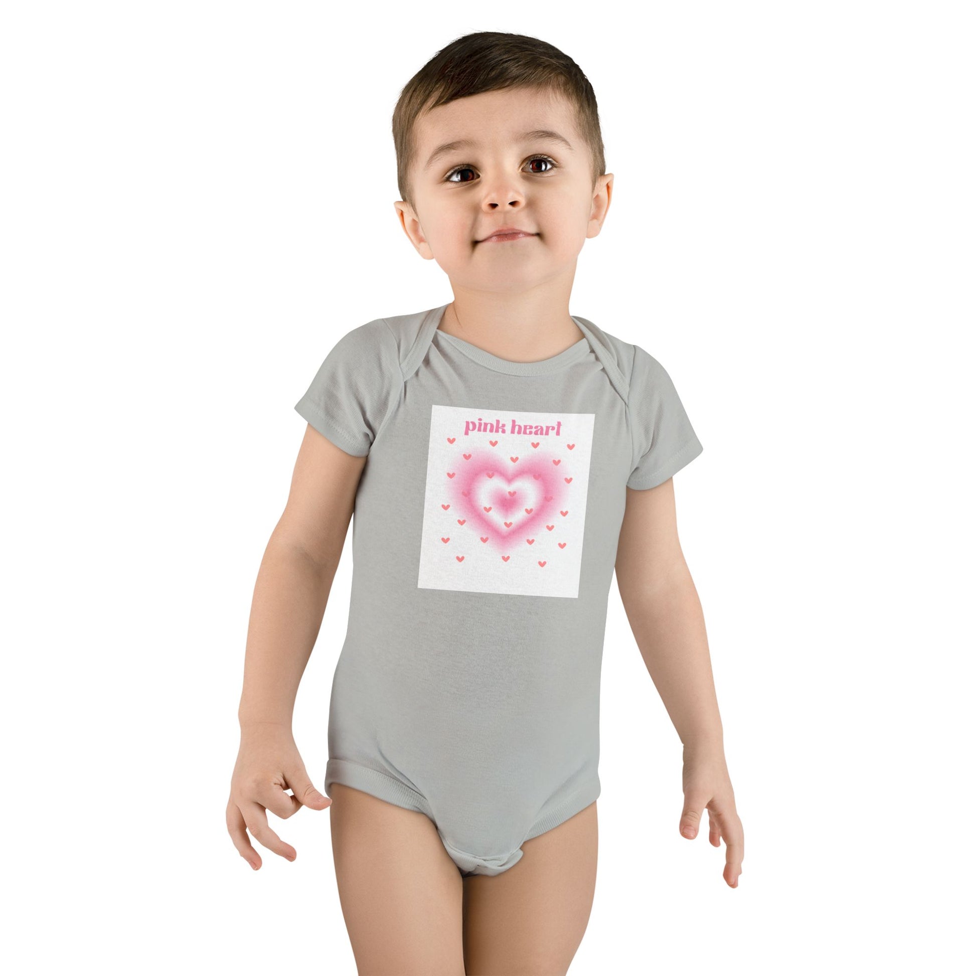 Cute Baby Short Sleeve Onesie® - 'Pink Heart' Design for Infants