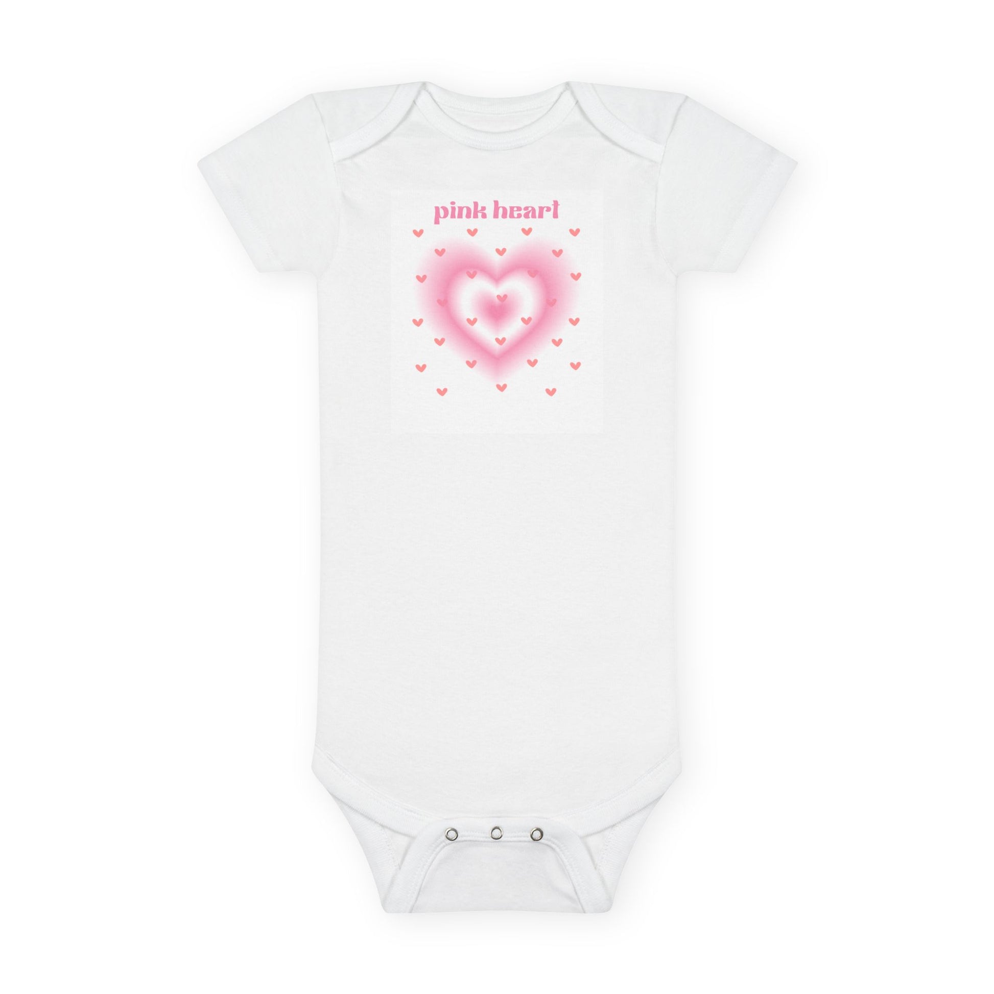 Cute Baby Short Sleeve Onesie® - 'Pink Heart' Design for Infants