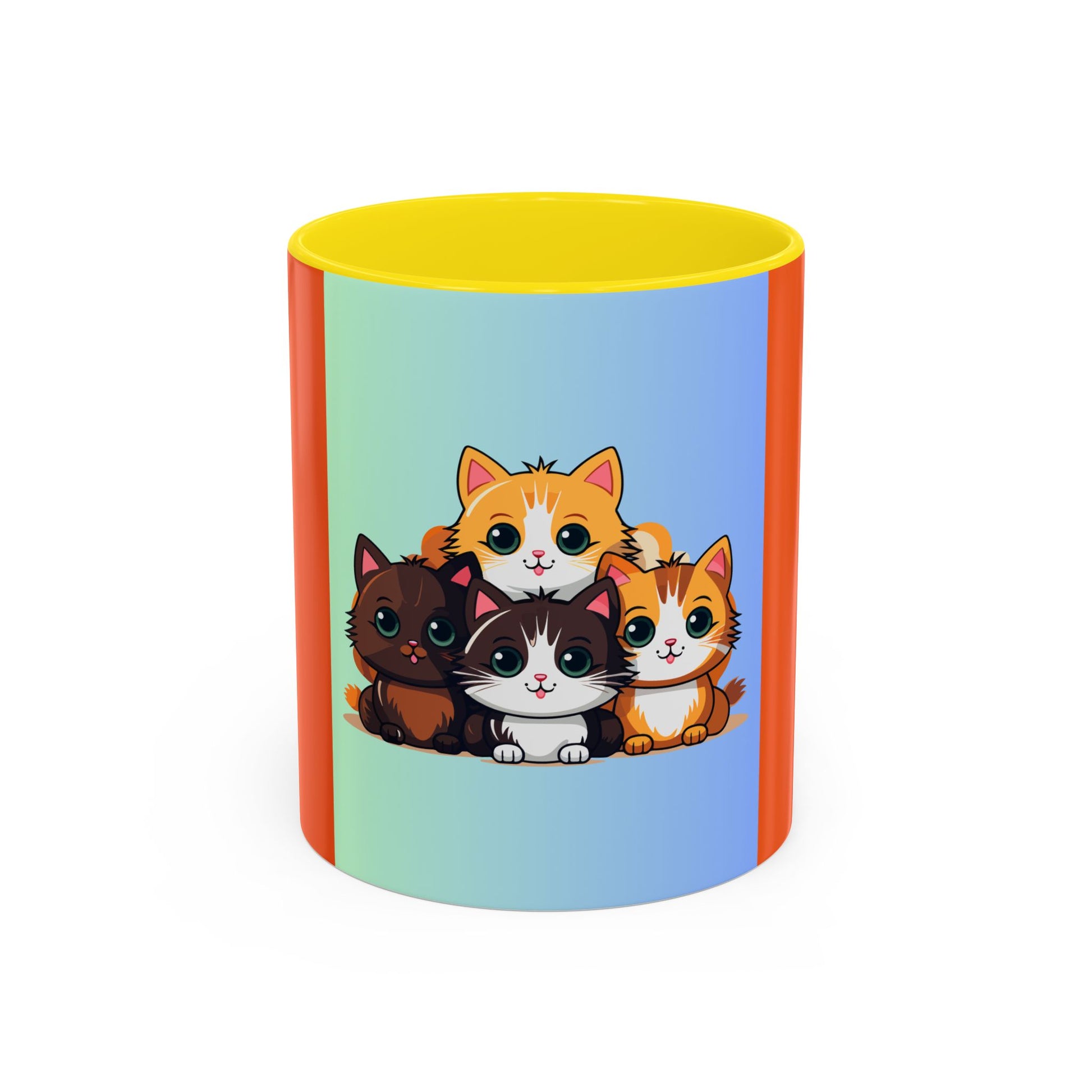 Cute Cat Family Accent Coffee Mug - Perfect Gift for Cat Lovers