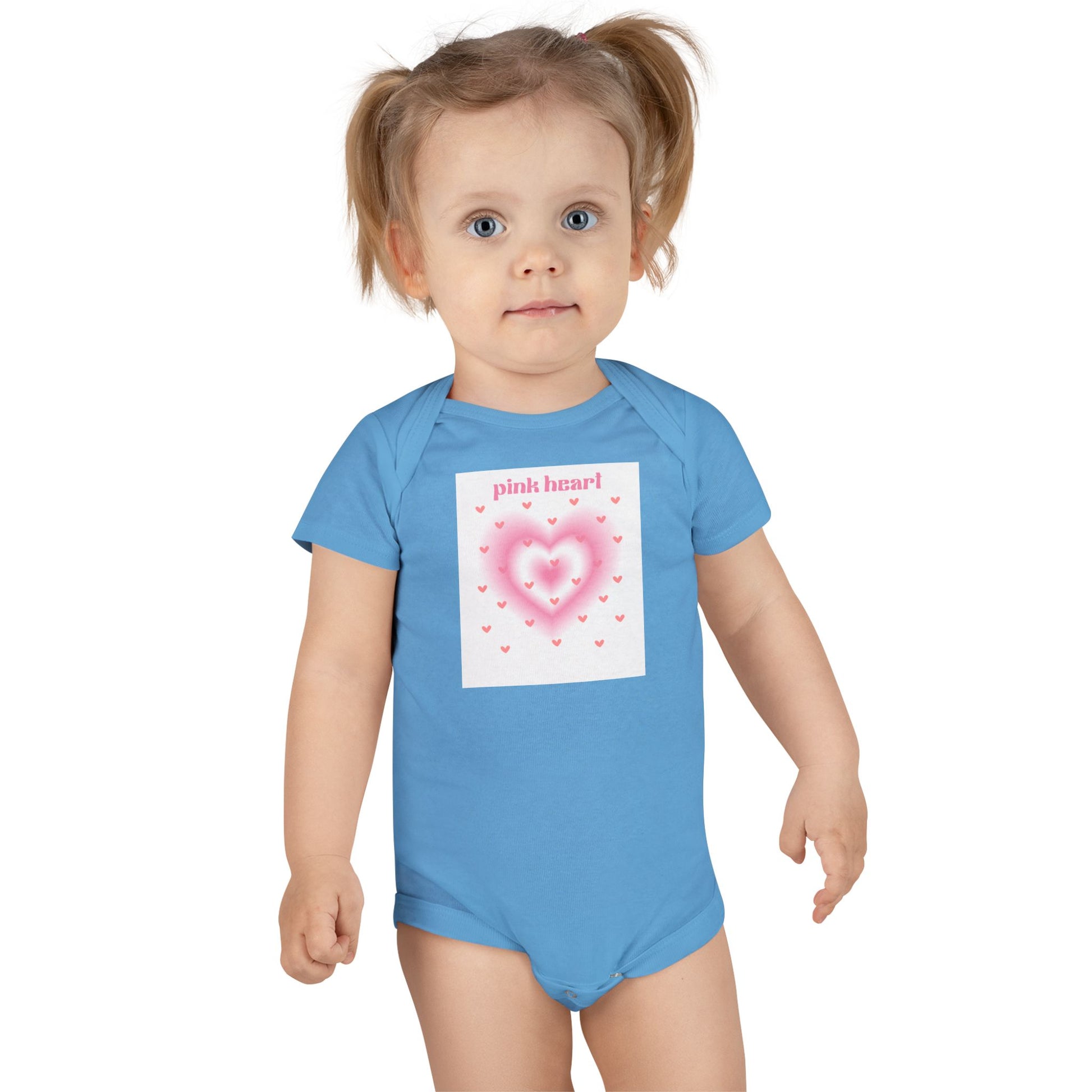 Cute Baby Short Sleeve Onesie® - 'Pink Heart' Design for Infants