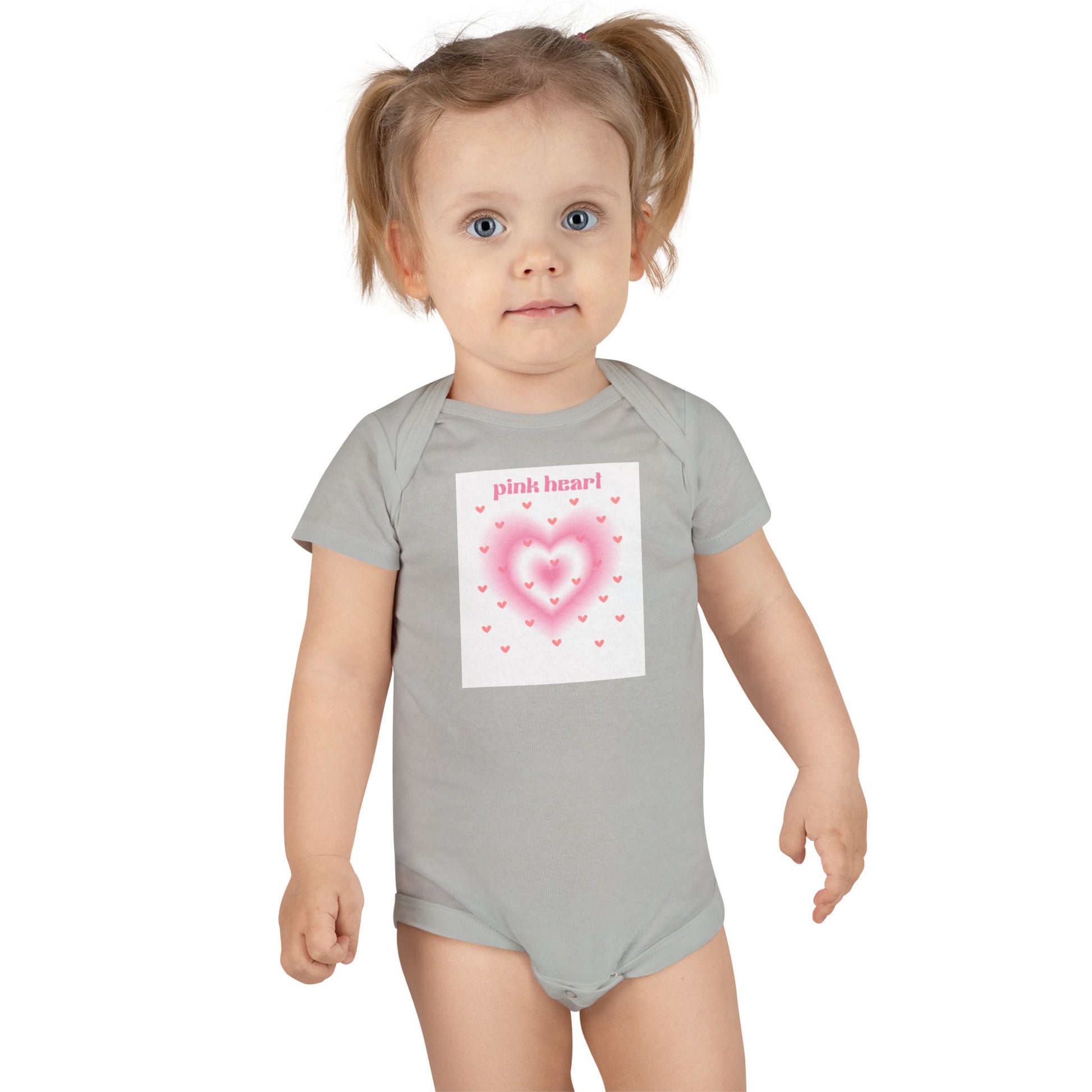 Cute Baby Short Sleeve Onesie® - 'Pink Heart' Design for Infants