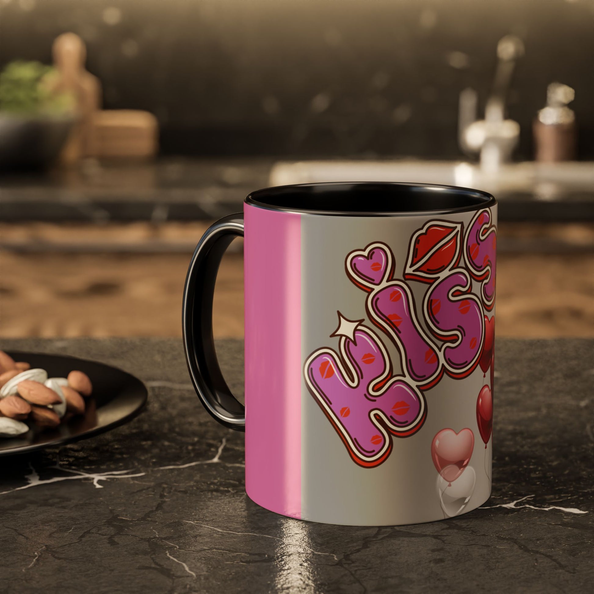 Colorful Valentine Heart Mugs, Perfect for Sweethearts, Unique Love Gifts, Cute Coffee Cups for Romance, Valentine's Day Decor, Kiss Design