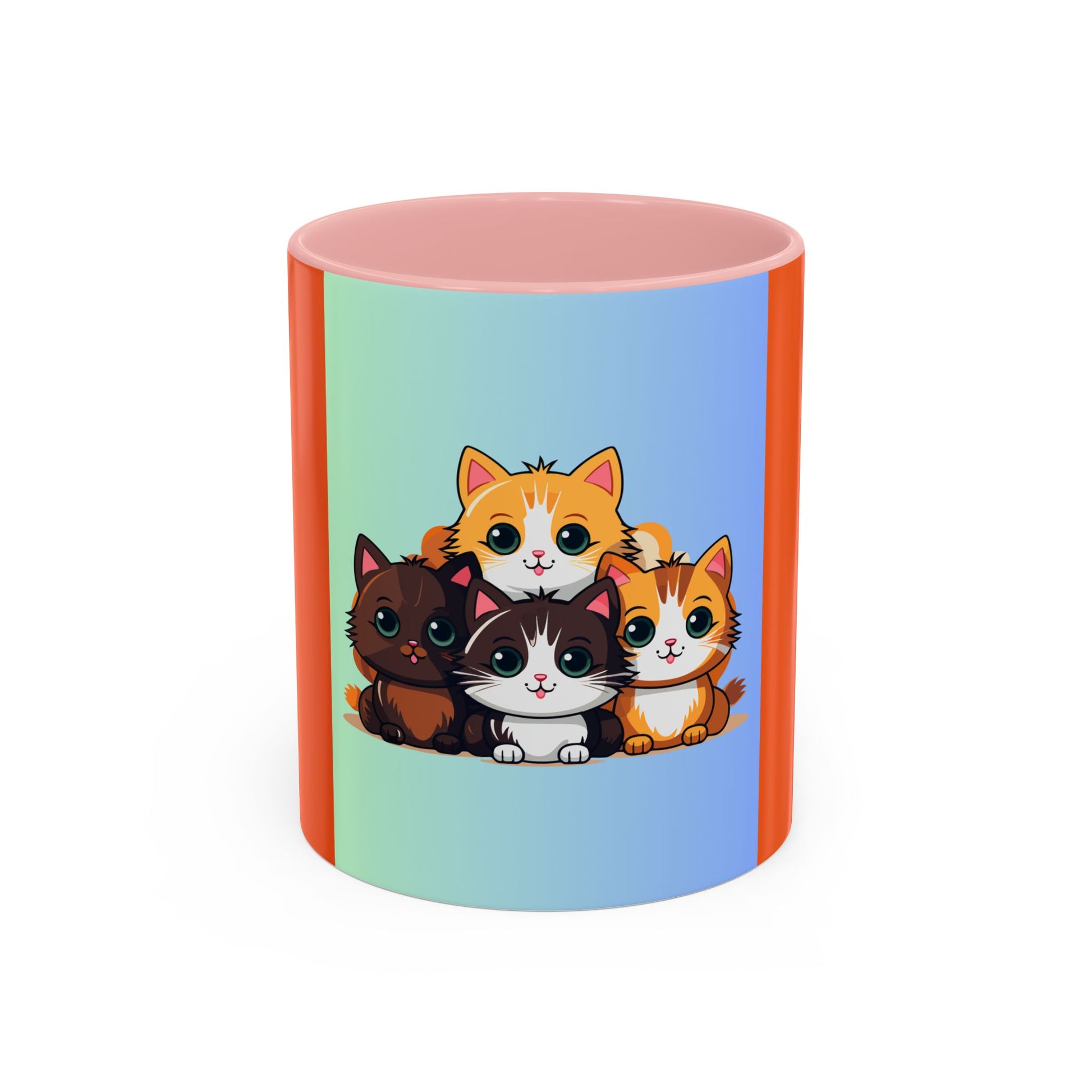 Cute Cat Family Accent Coffee Mug - Perfect Gift for Cat Lovers