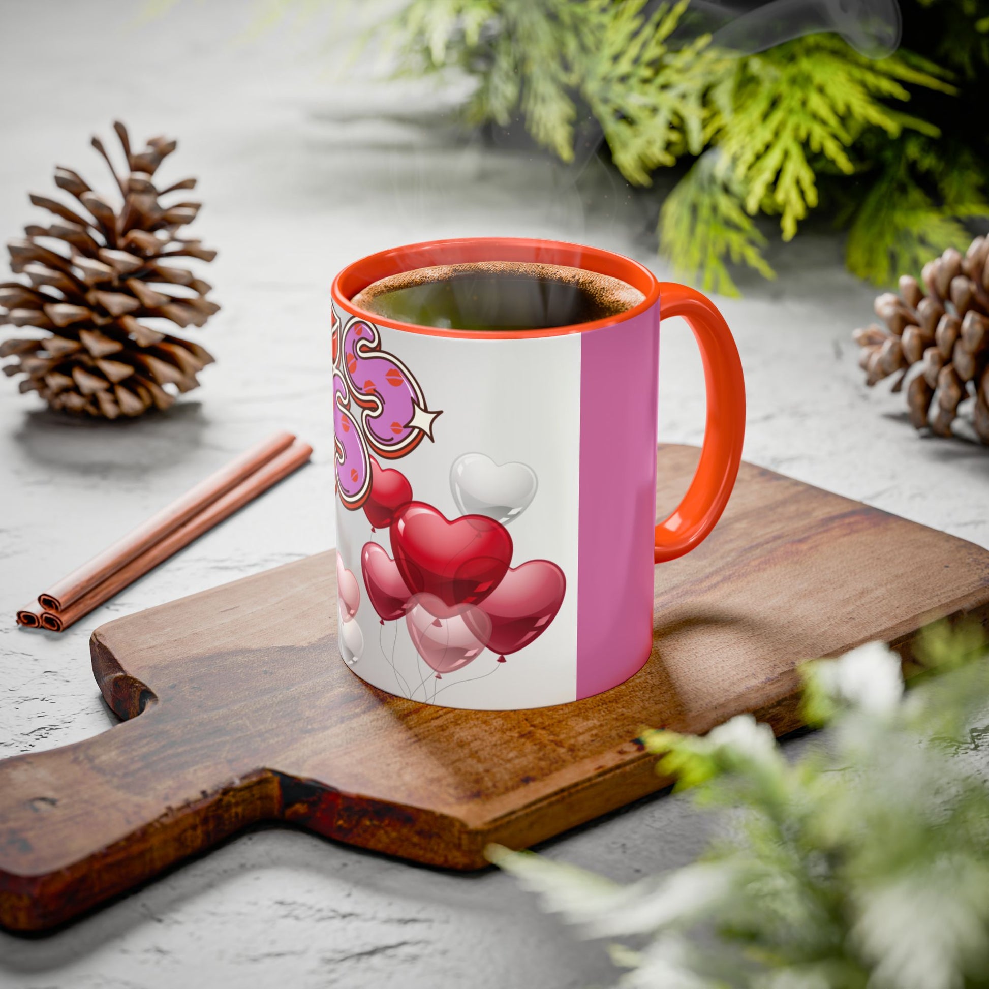 Colorful Valentine Heart Mugs, Perfect for Sweethearts, Unique Love Gifts, Cute Coffee Cups for Romance, Valentine's Day Decor, Kiss Design