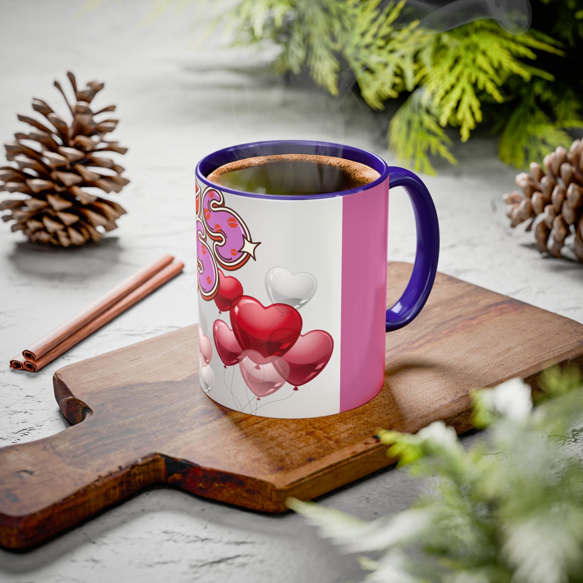 Colorful Valentine Heart Mugs, Perfect for Sweethearts, Unique Love Gifts, Cute Coffee Cups for Romance, Valentine's Day Decor, Kiss Design