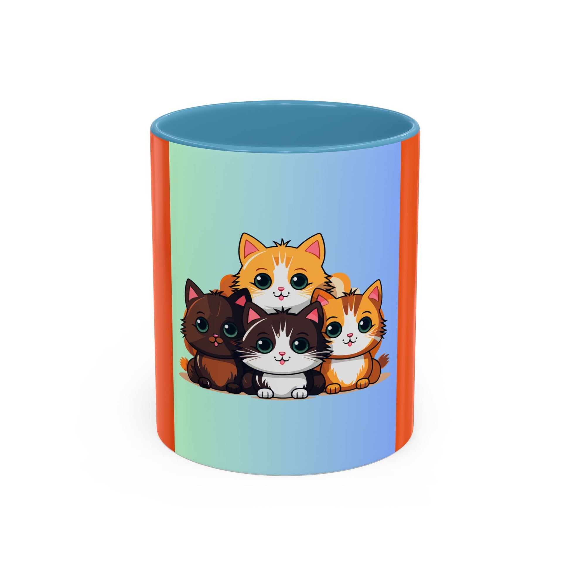 Cute Cat Family Accent Coffee Mug - Perfect Gift for Cat Lovers