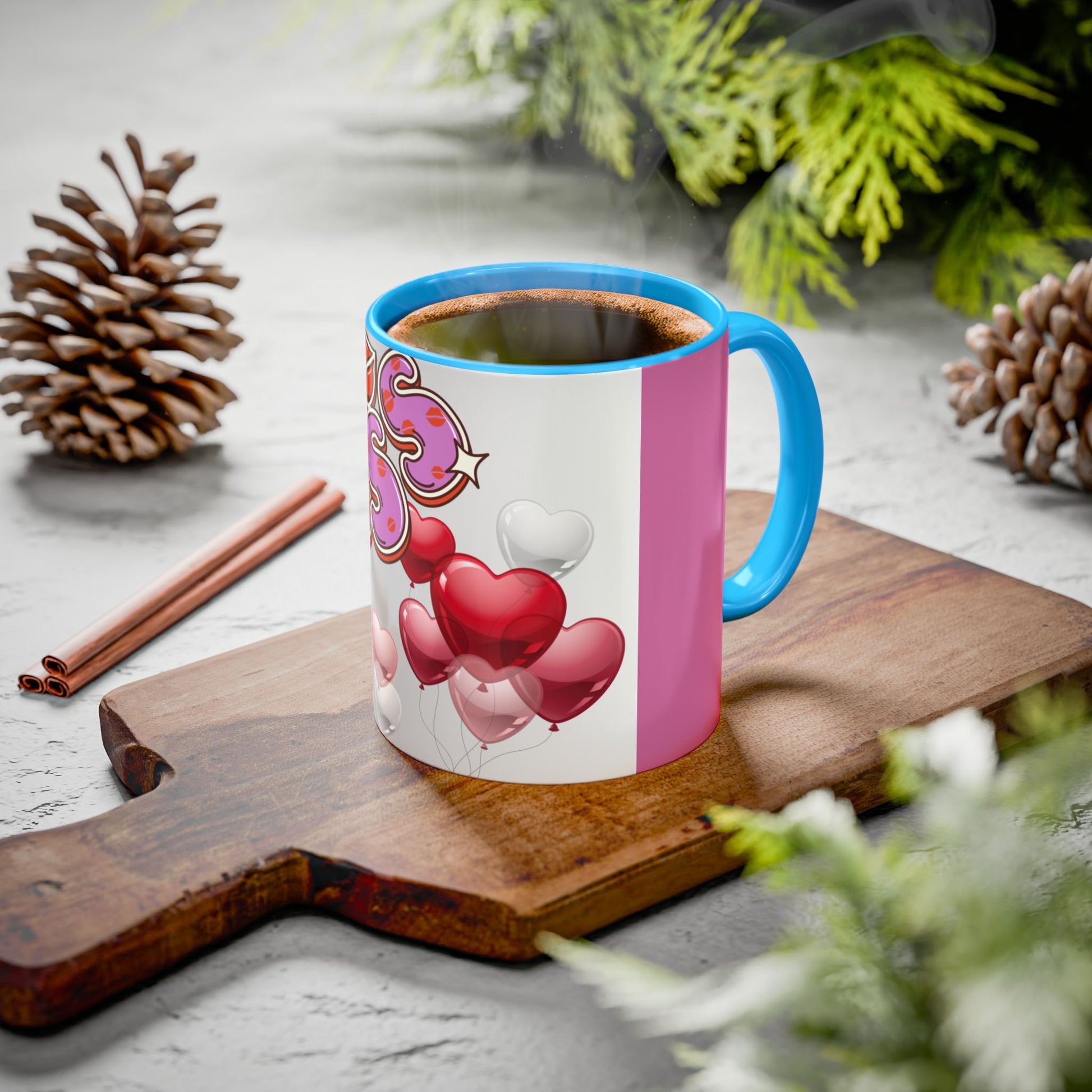 Colorful Valentine Heart Mugs, Perfect for Sweethearts, Unique Love Gifts, Cute Coffee Cups for Romance, Valentine's Day Decor, Kiss Design