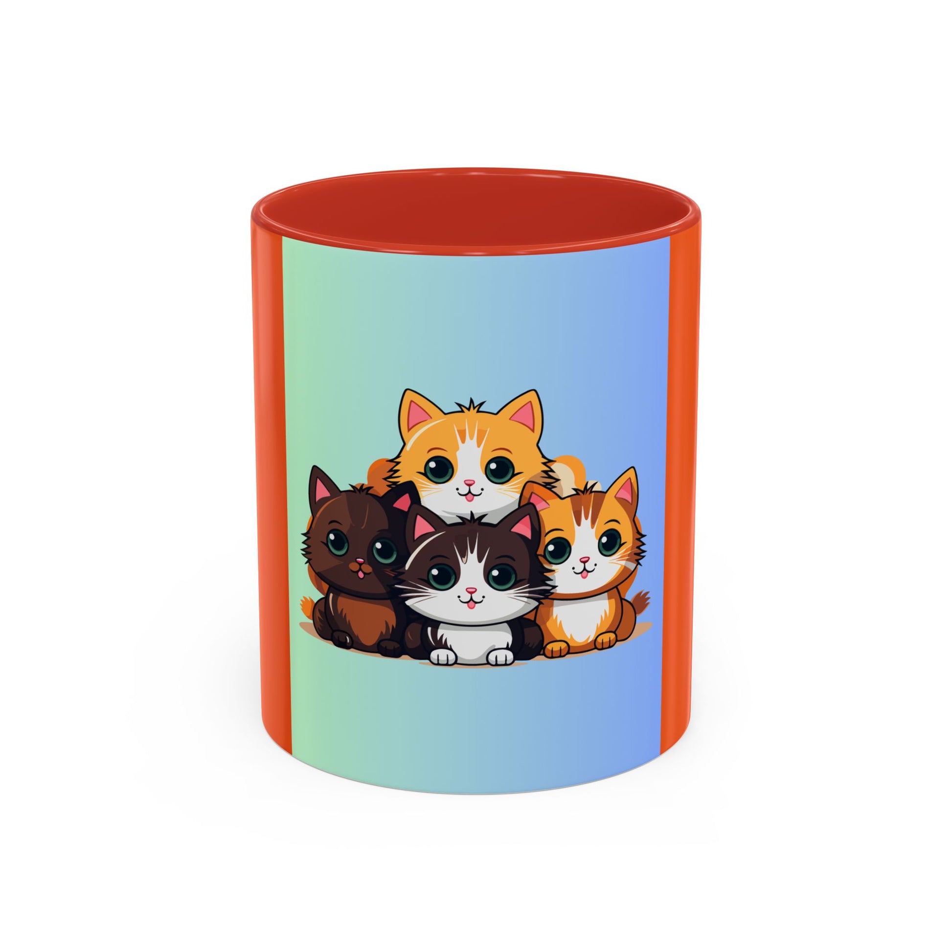 Cute Cat Family Accent Coffee Mug - Perfect Gift for Cat Lovers