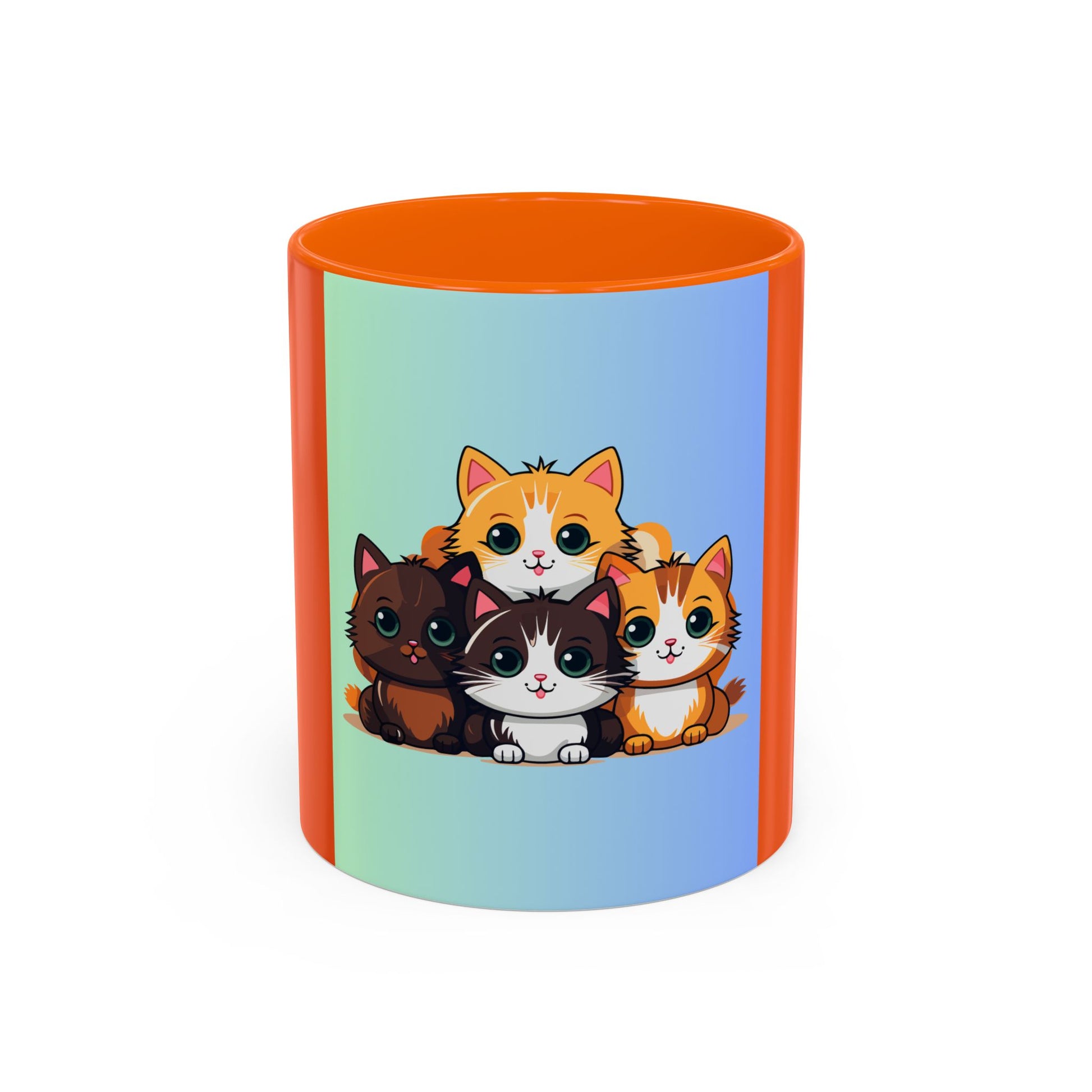 Cute Cat Family Accent Coffee Mug - Perfect Gift for Cat Lovers