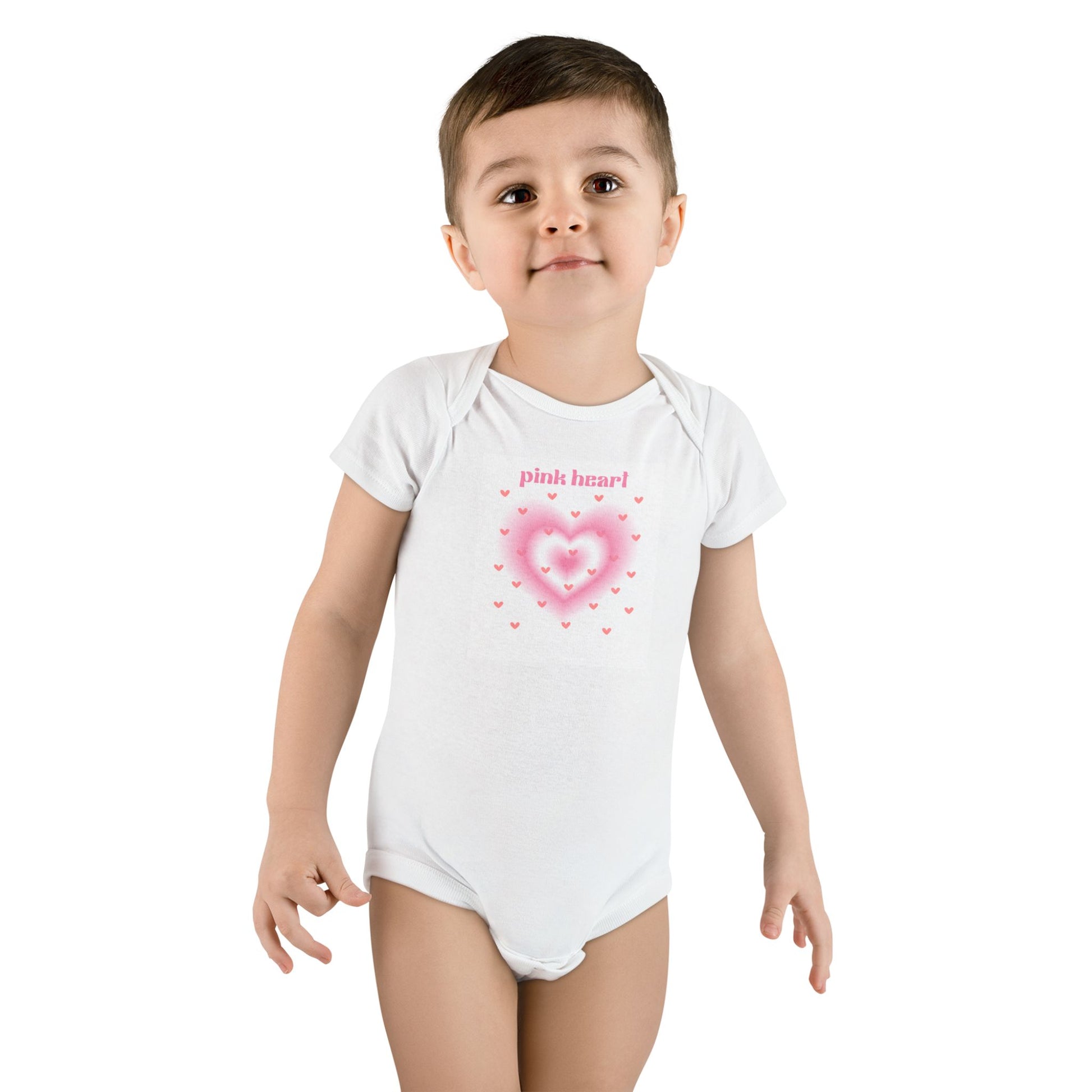 Cute Baby Short Sleeve Onesie® - 'Pink Heart' Design for Infants