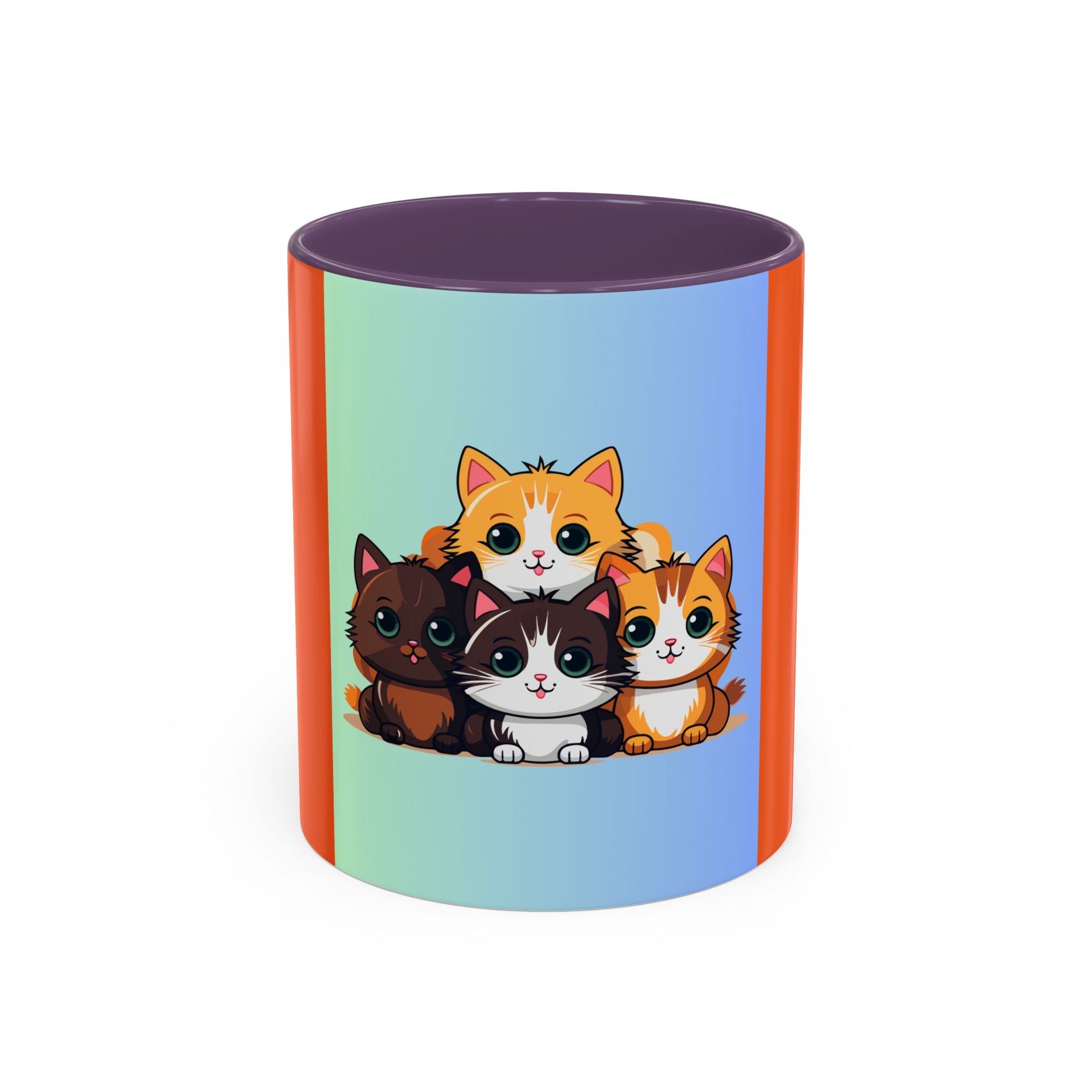 Cute Cat Family Accent Coffee Mug - Perfect Gift for Cat Lovers