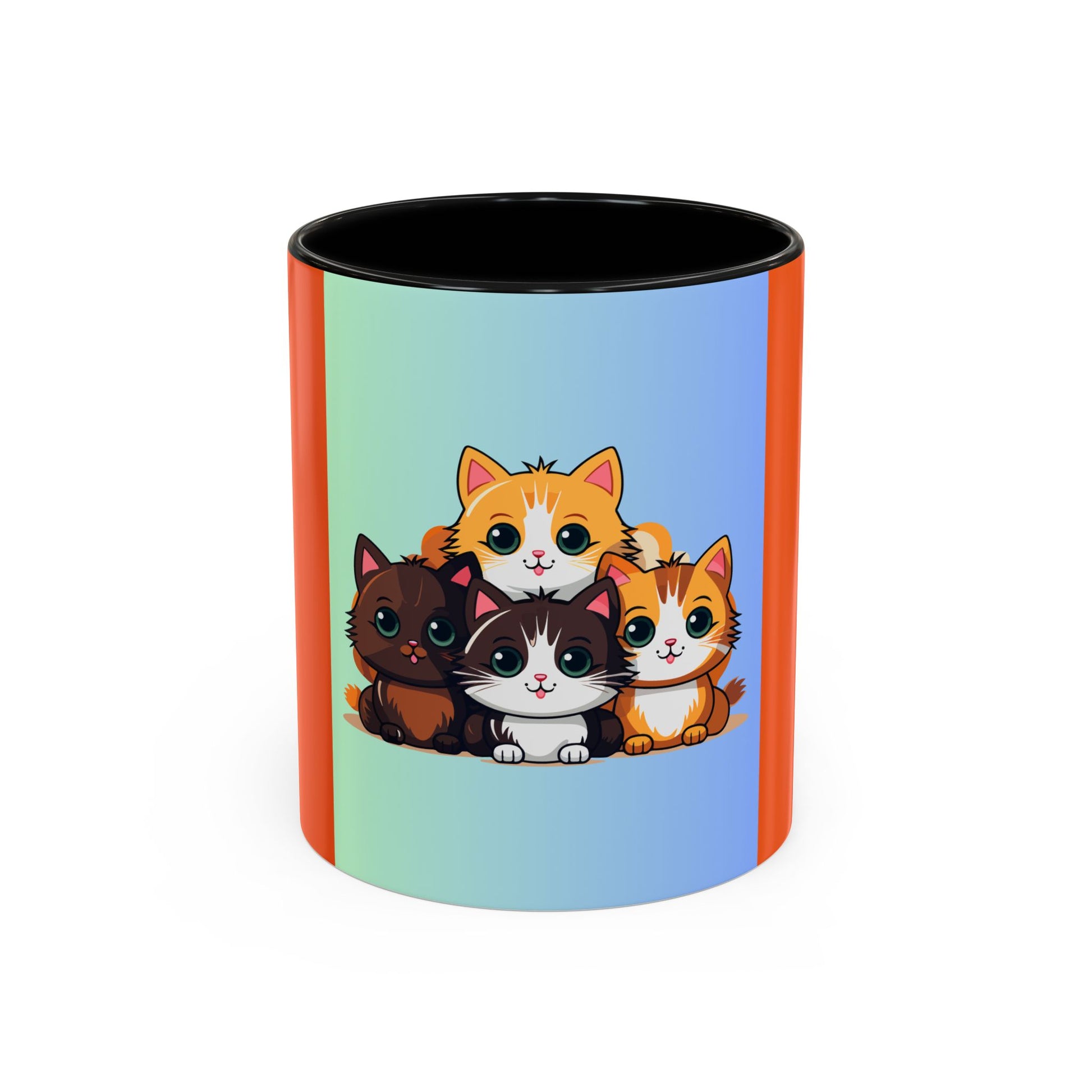 Cute Cat Family Accent Coffee Mug - Perfect Gift for Cat Lovers