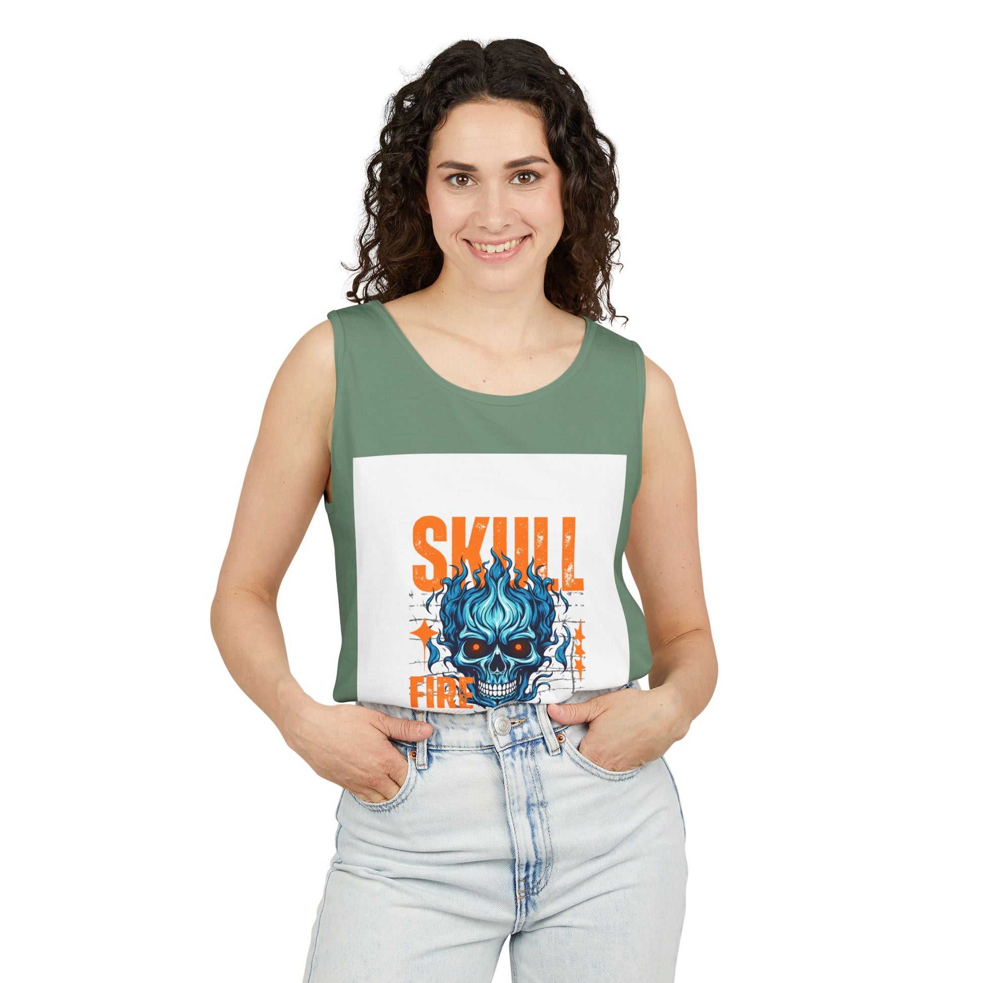 Skull Fire Graphic Tank Top for Unisex - Bold Summer Style