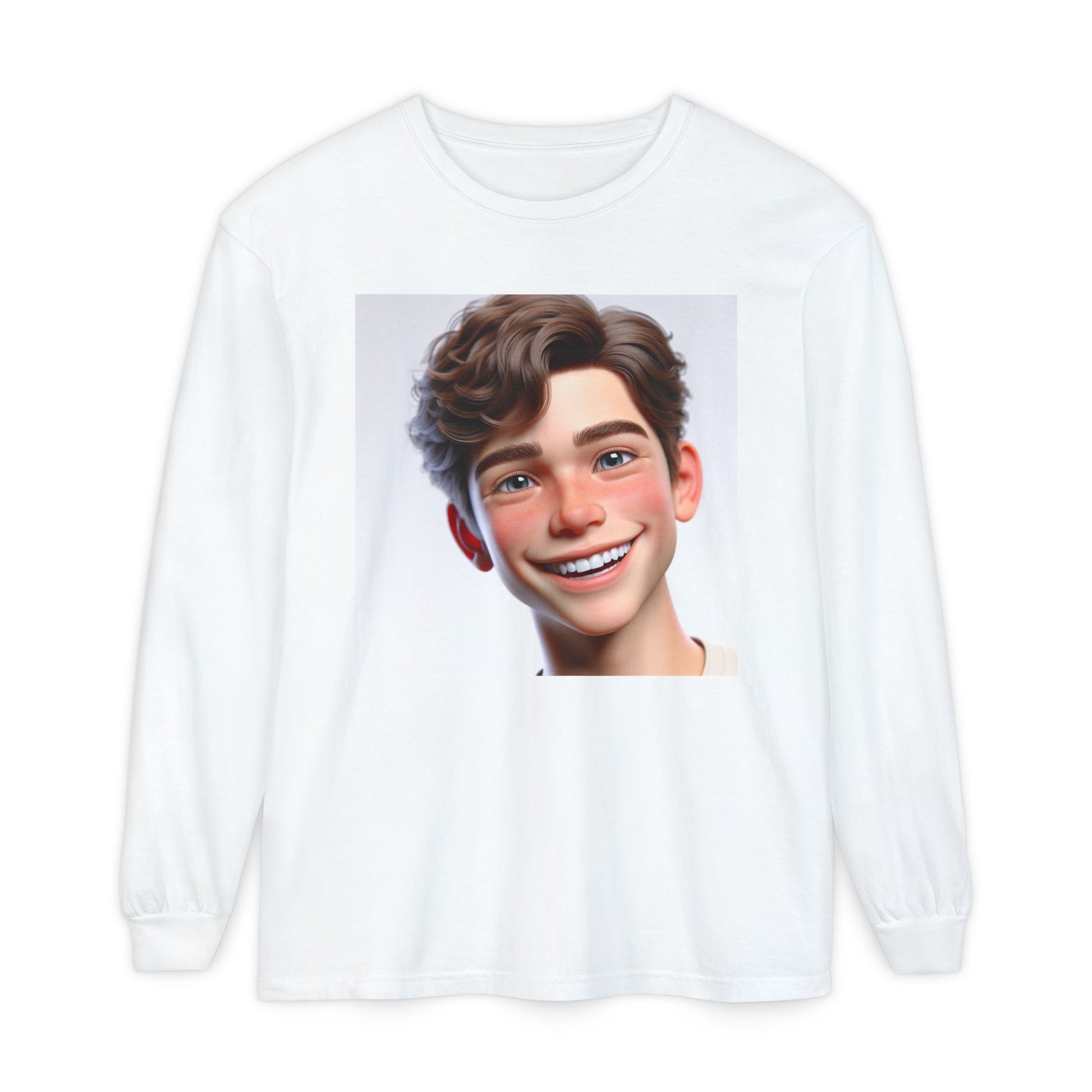 Smiling Character Unisex Long Sleeve Tee - Perfect for Casual Days & Gift Giving