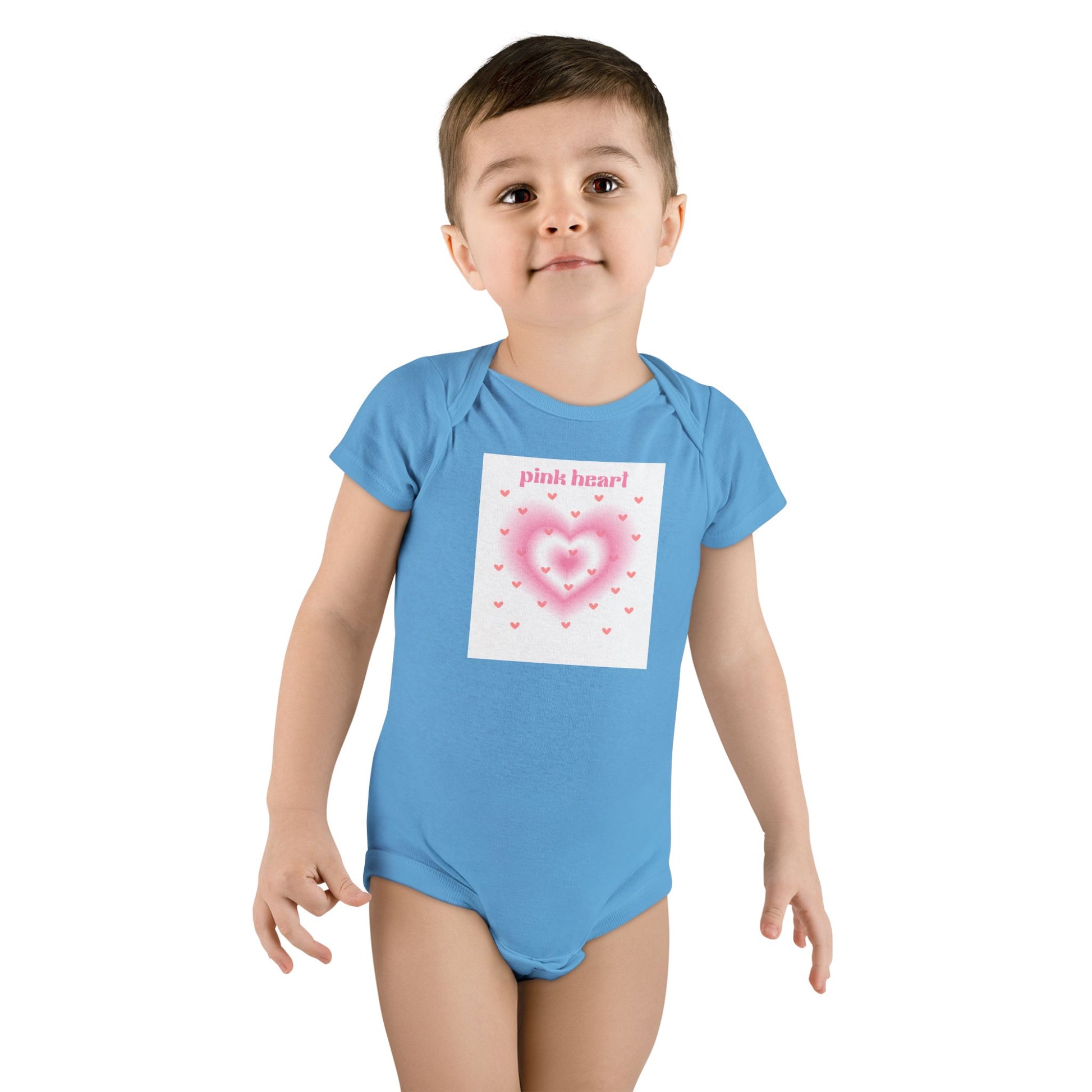 Cute Baby Short Sleeve Onesie® - 'Pink Heart' Design for Infants