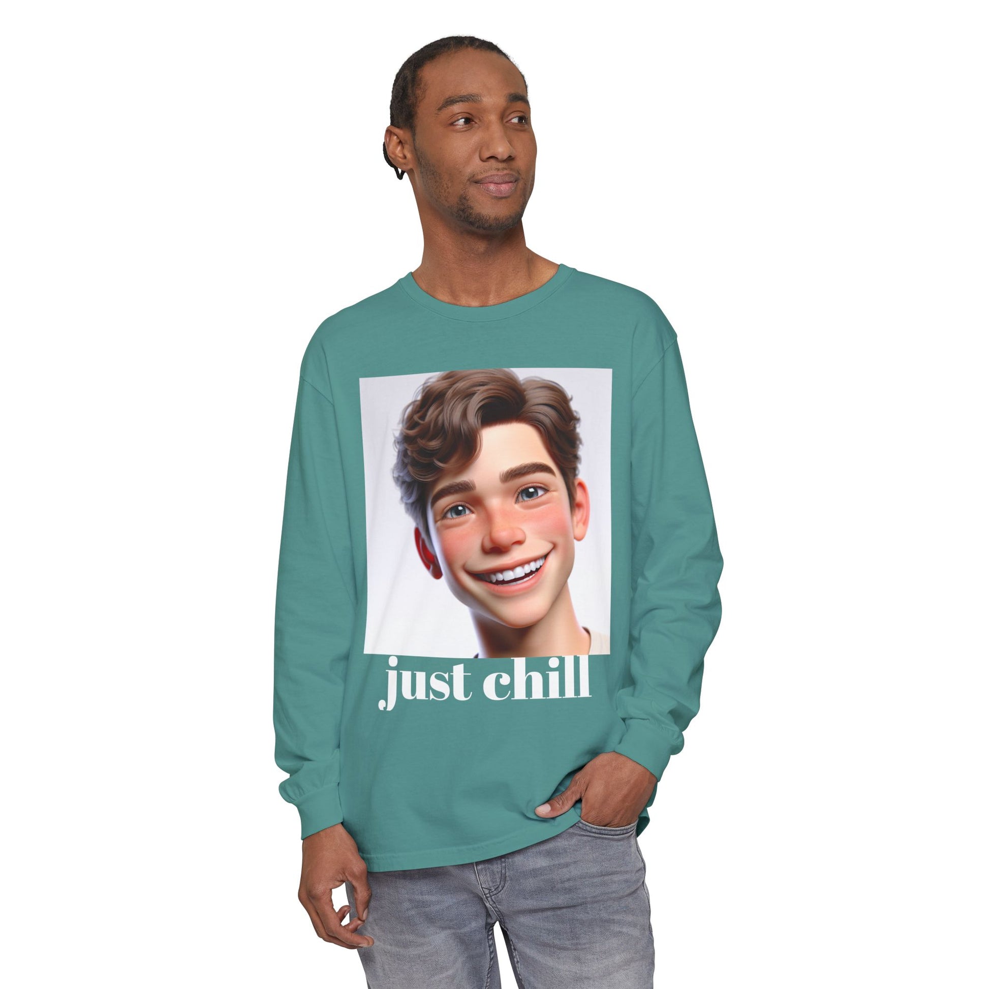 Smiling Character Unisex Long Sleeve Tee - Perfect for Casual Days & Gift Giving