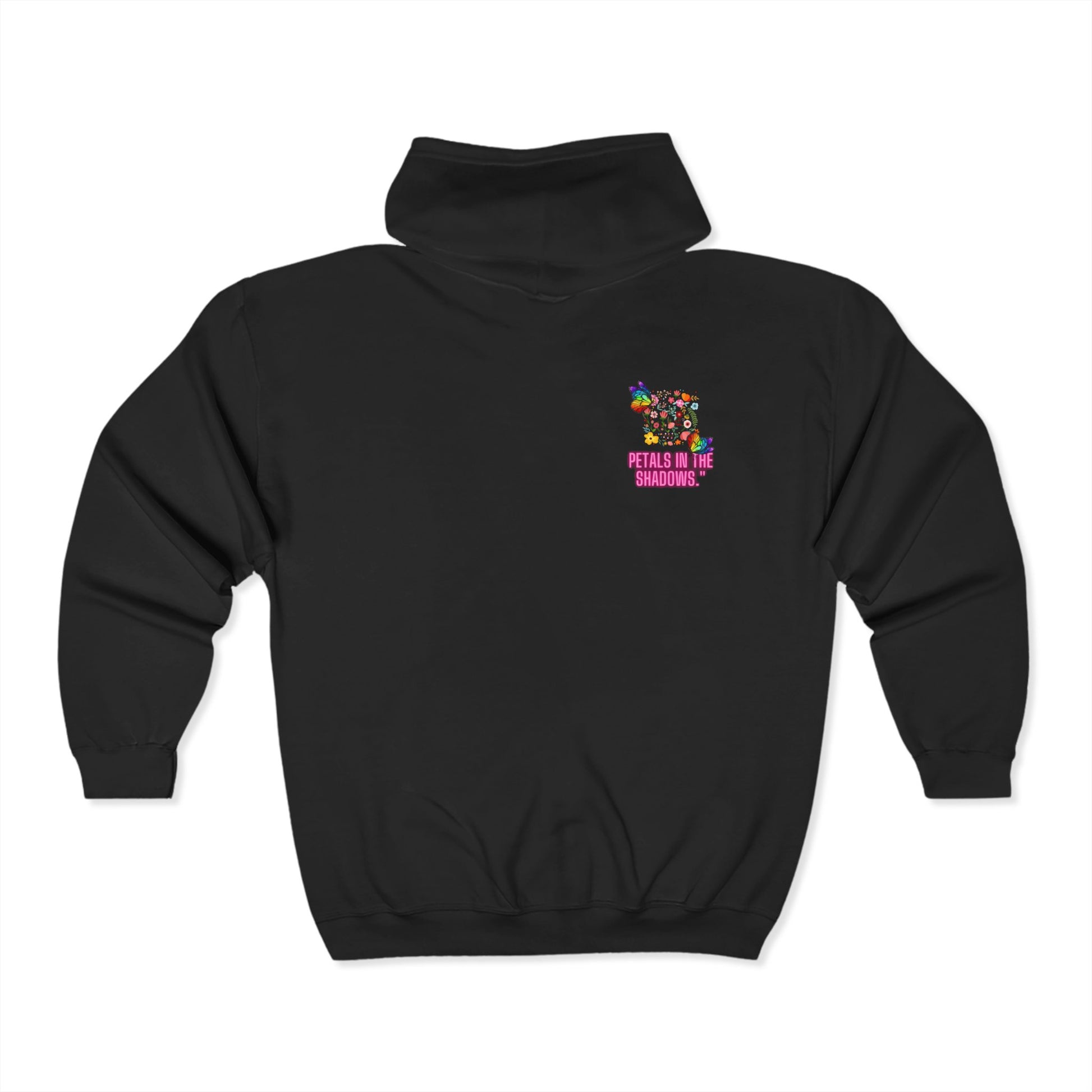 Petals in the Shadows Unisex Heavy Blend™ Full Zip Hooded Sweatshirt - Floral Butterfly Design