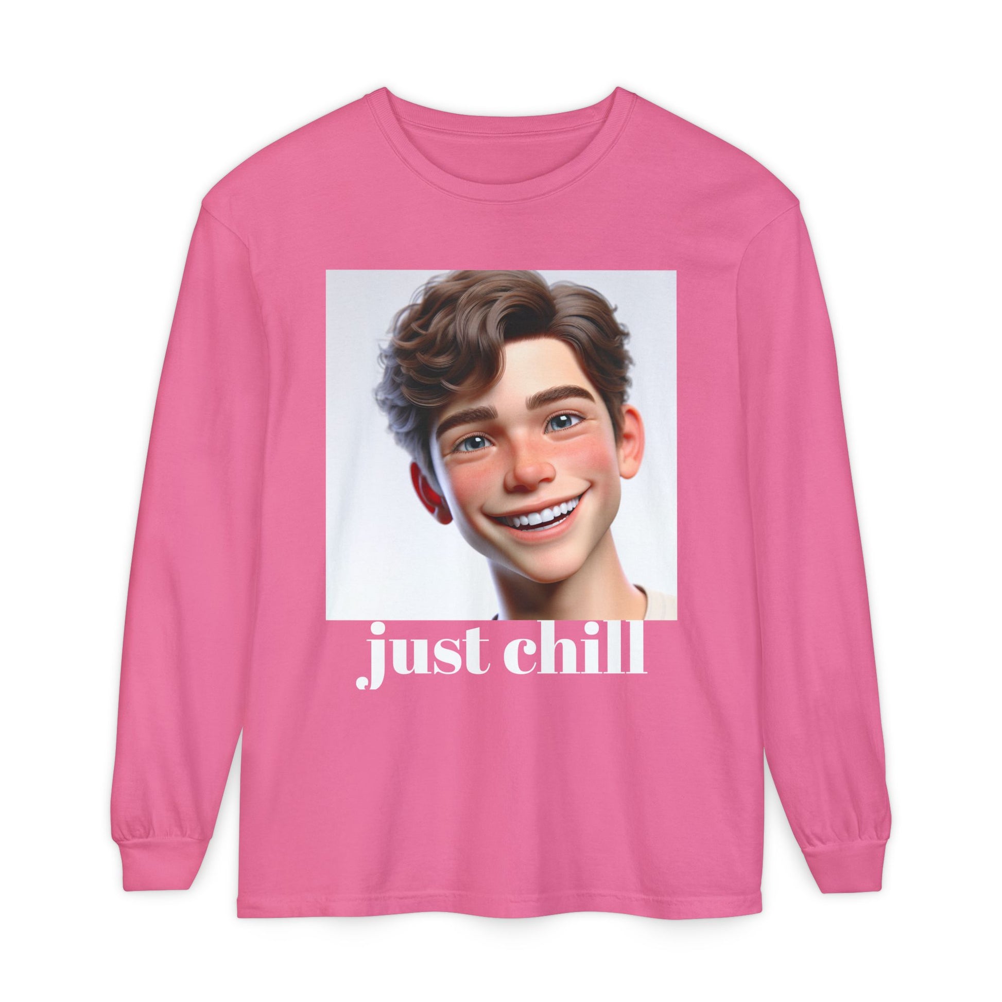 Smiling Character Unisex Long Sleeve Tee - Perfect for Casual Days & Gift Giving