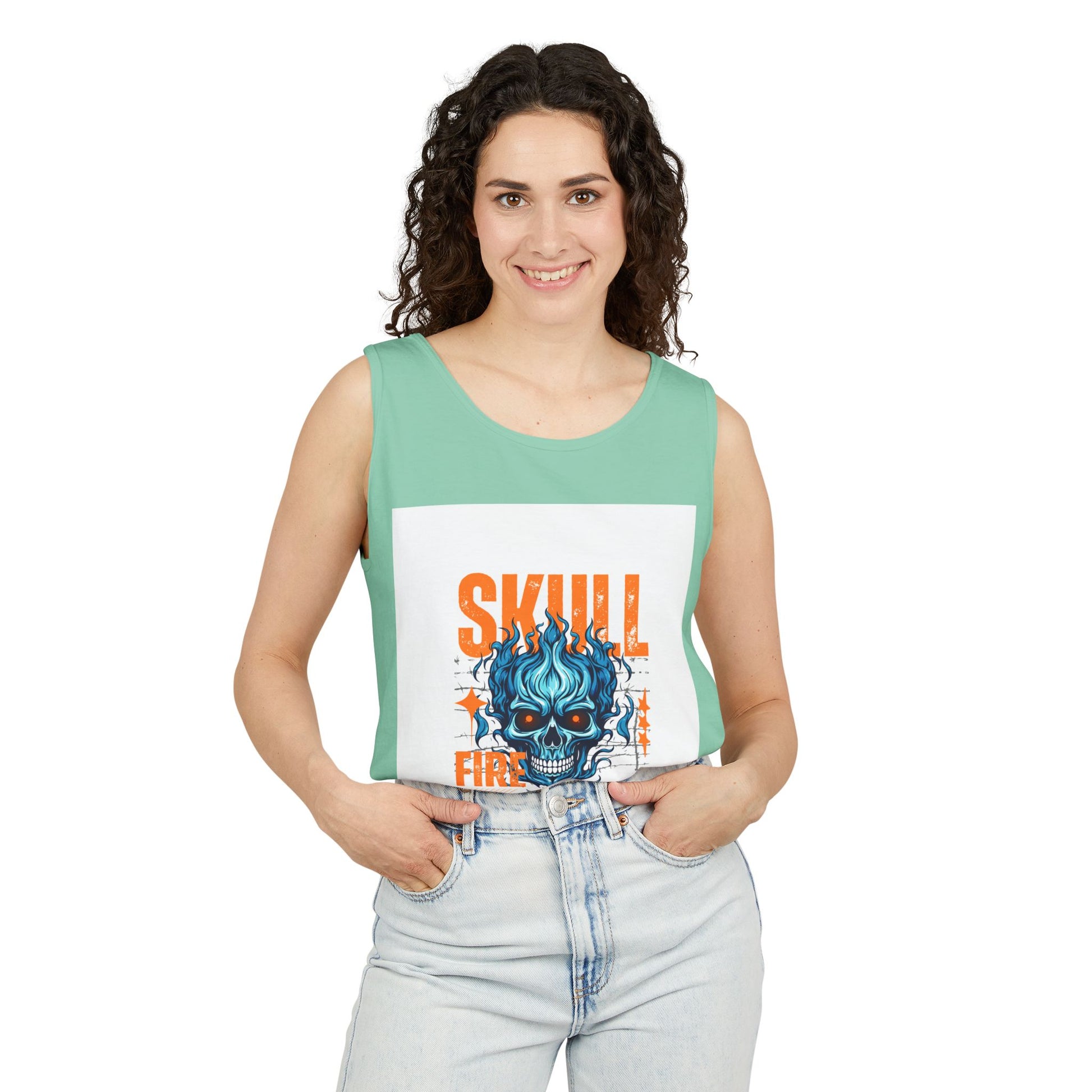Skull Fire Graphic Tank Top for Unisex - Bold Summer Style