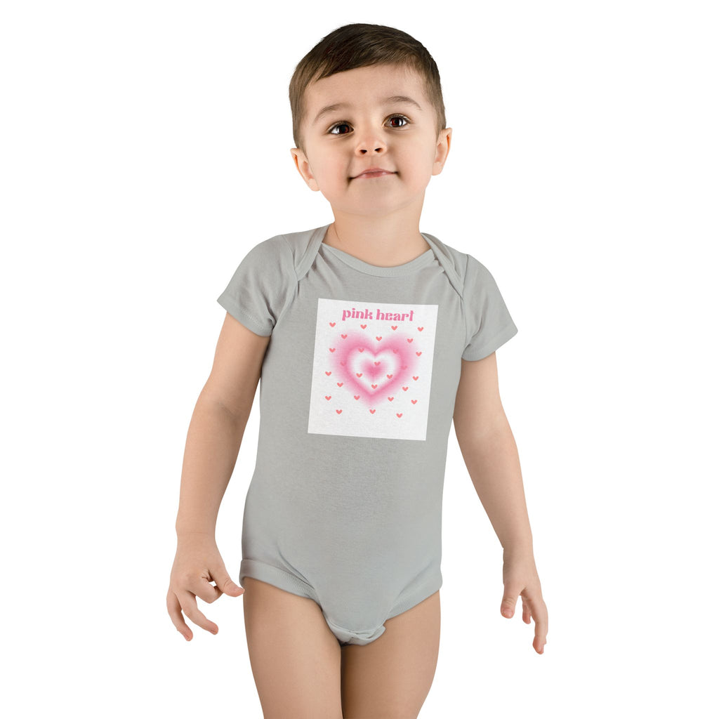 Cute Baby Short Sleeve Onesie® - 'Pink Heart' Design for Infants