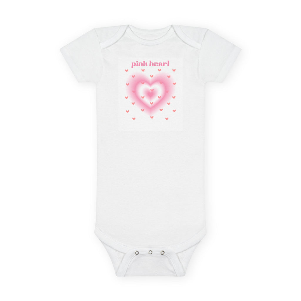Cute Baby Short Sleeve Onesie® - 'Pink Heart' Design for Infants