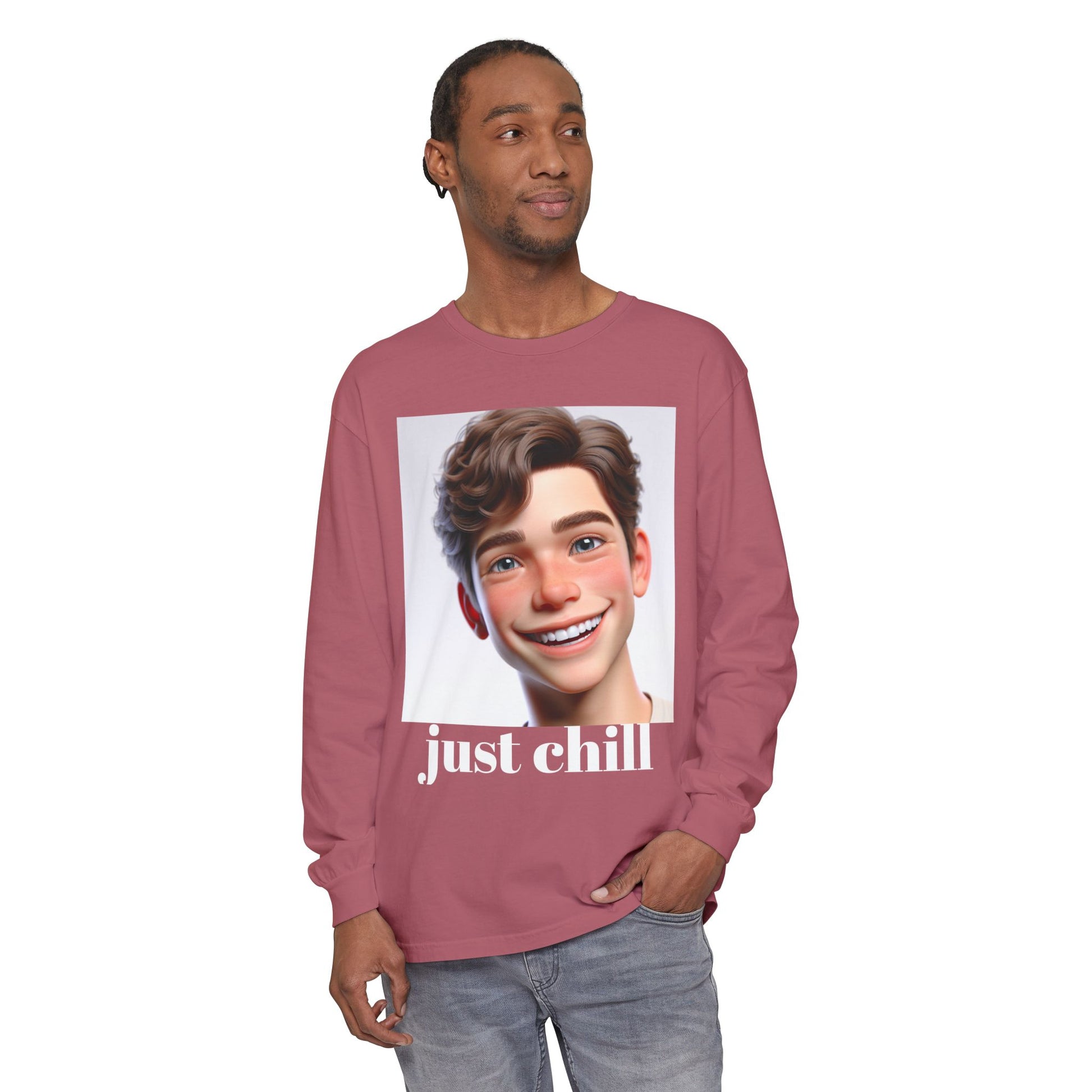 Smiling Character Unisex Long Sleeve Tee - Perfect for Casual Days & Gift Giving