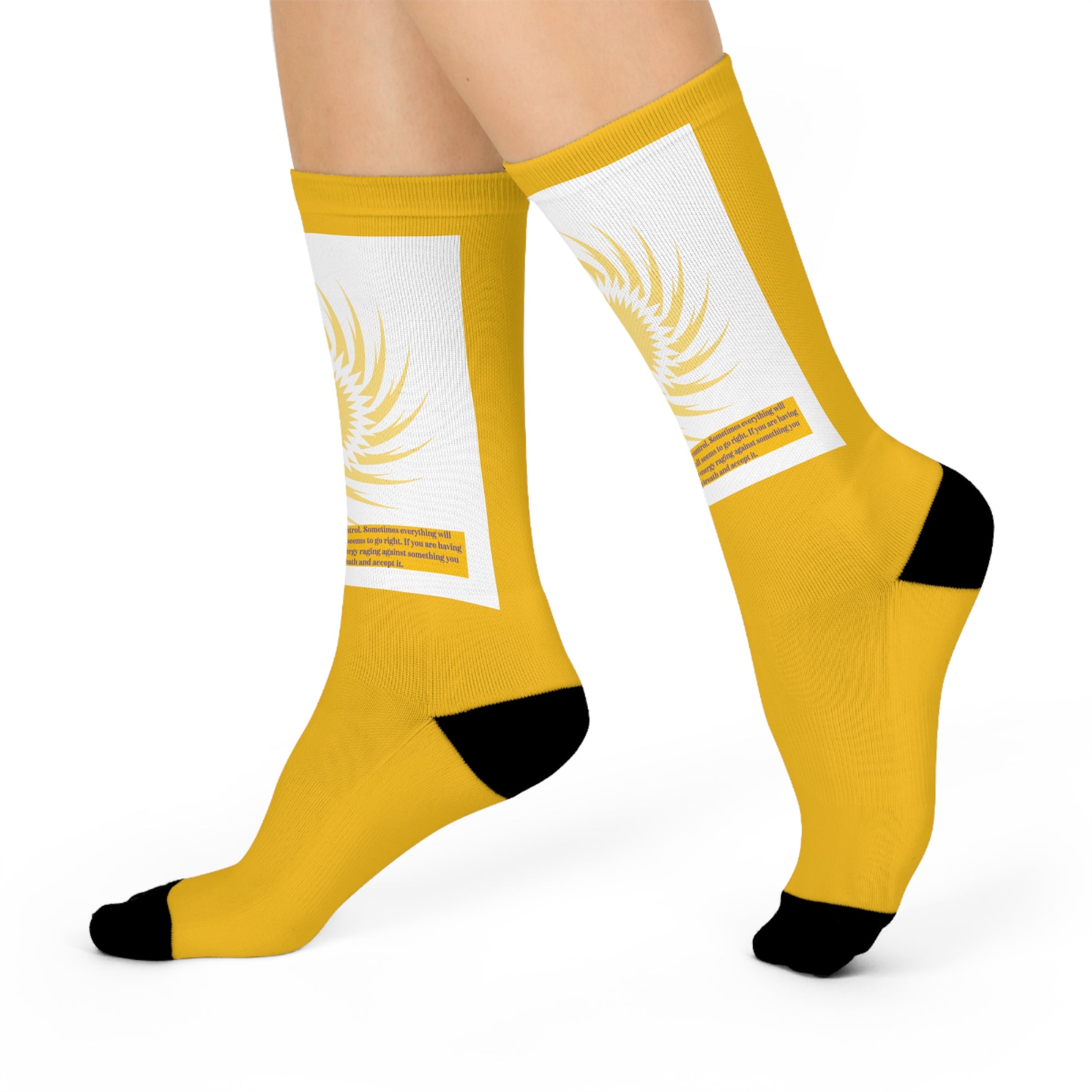 Sunny Vibe Cushioned Crew Socks with Inspiring Quote