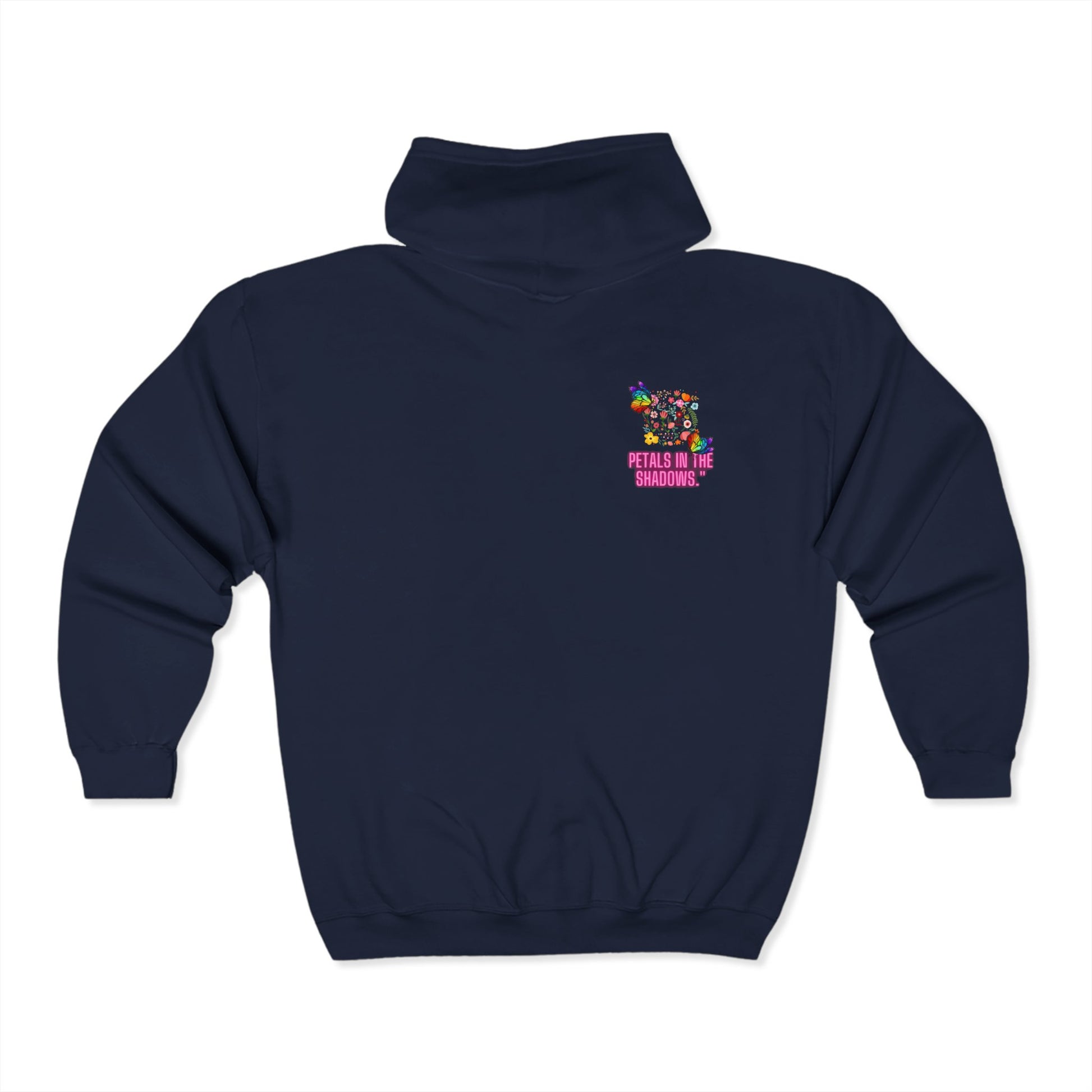 Petals in the Shadows Unisex Heavy Blend™ Full Zip Hooded Sweatshirt - Floral Butterfly Design