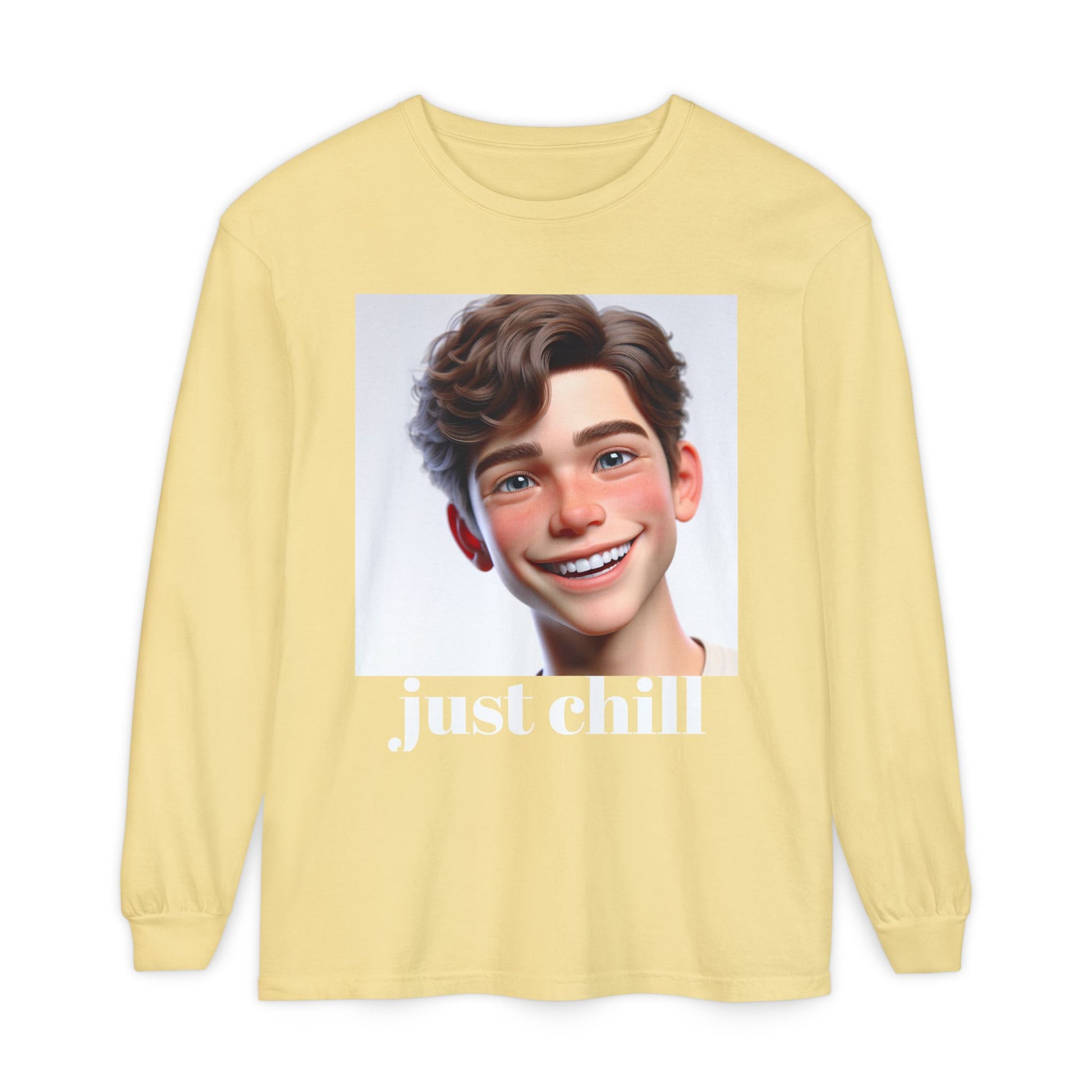 Smiling Character Unisex Long Sleeve Tee - Perfect for Casual Days & Gift Giving