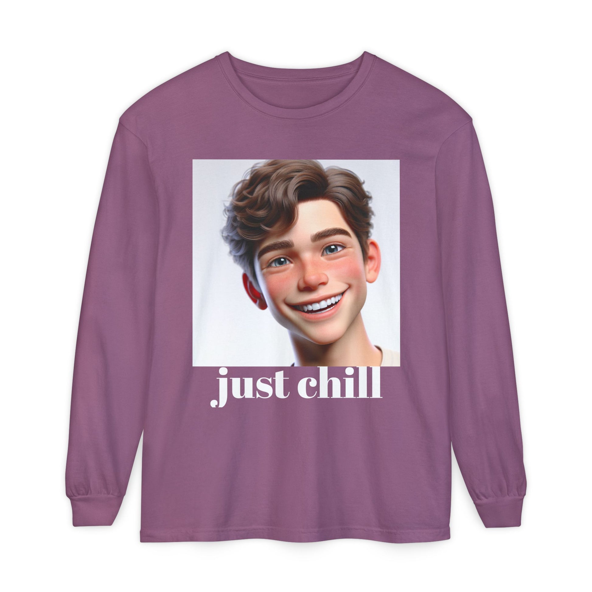 Smiling Character Unisex Long Sleeve Tee - Perfect for Casual Days & Gift Giving
