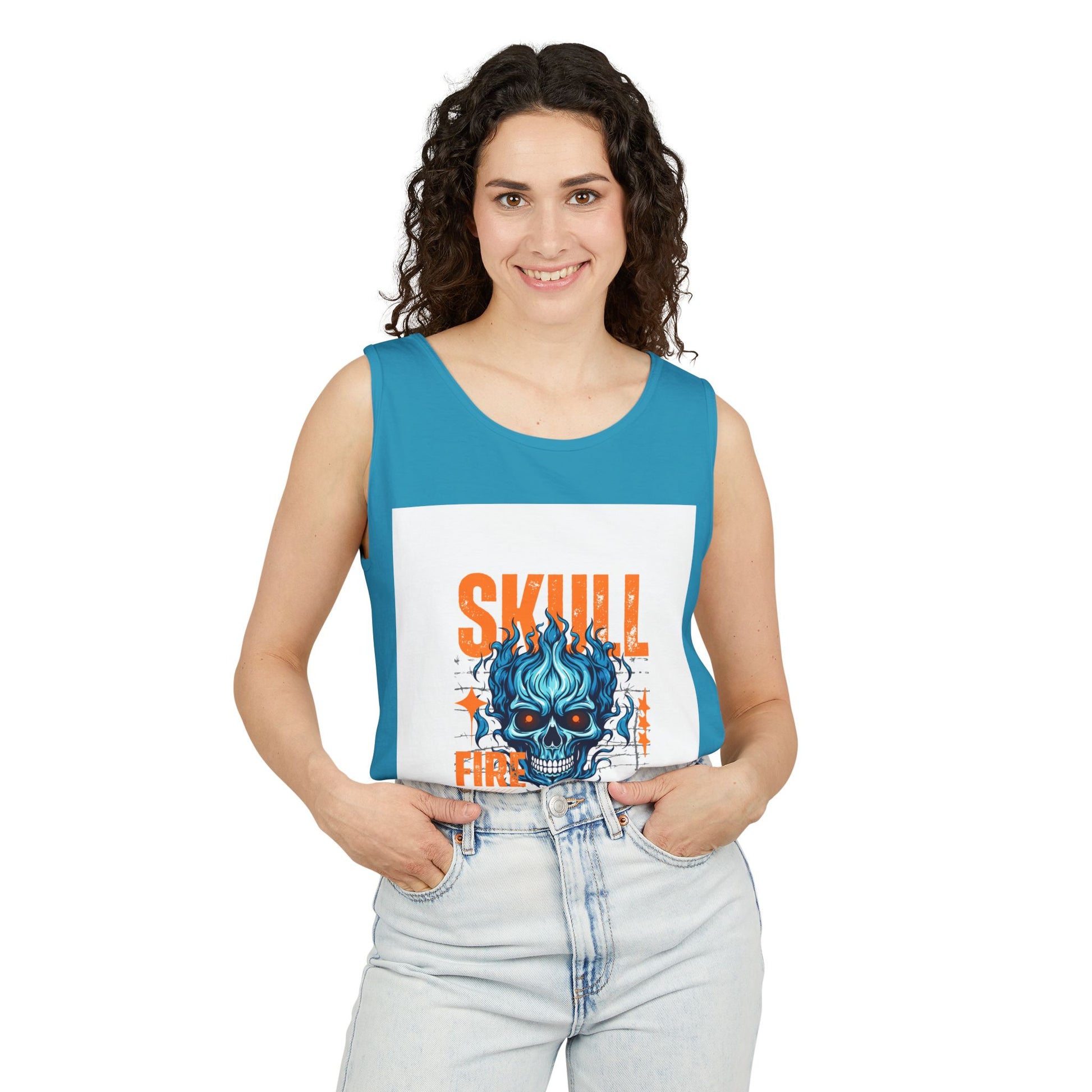 Skull Fire Graphic Tank Top for Unisex - Bold Summer Style