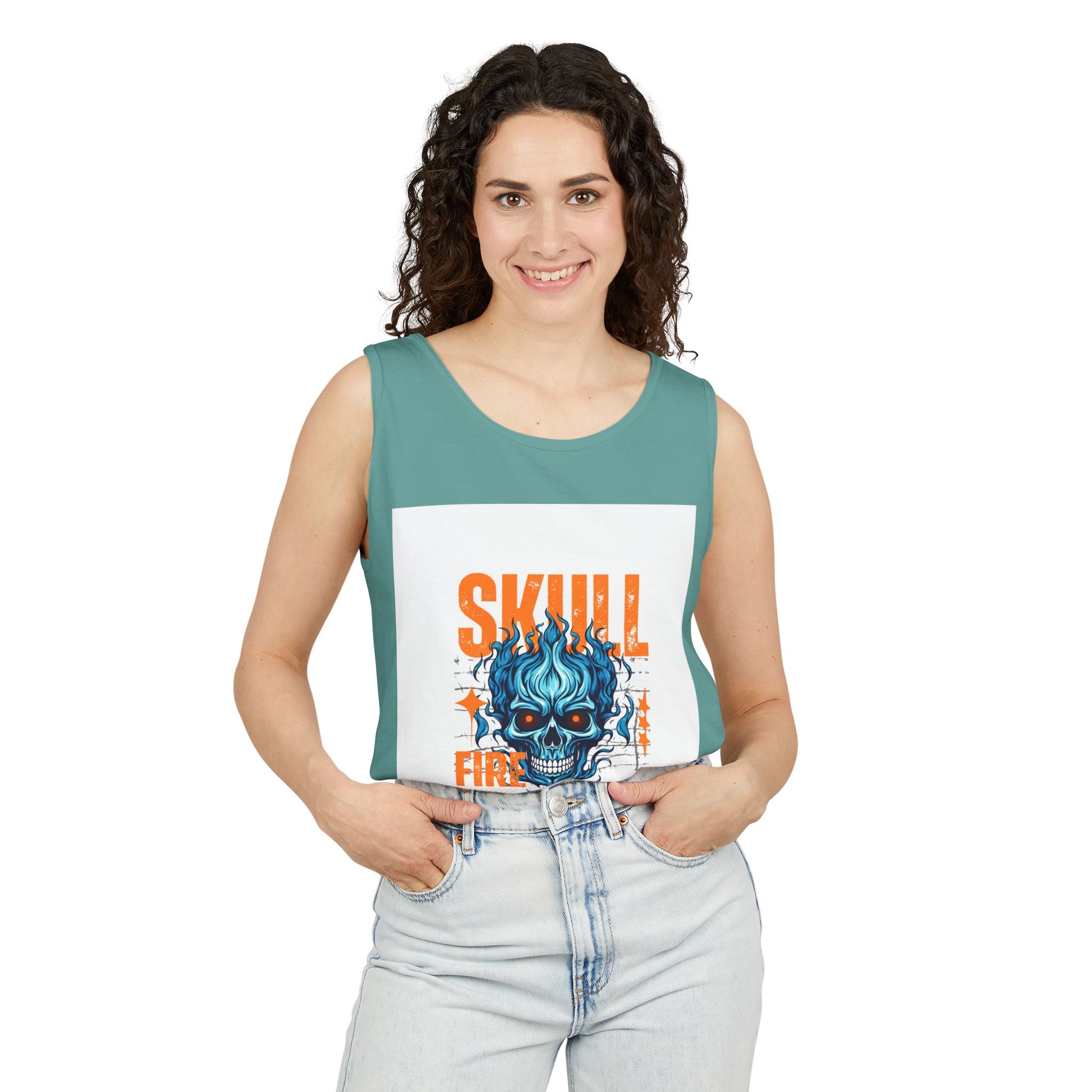 Skull Fire Graphic Tank Top for Unisex - Bold Summer Style