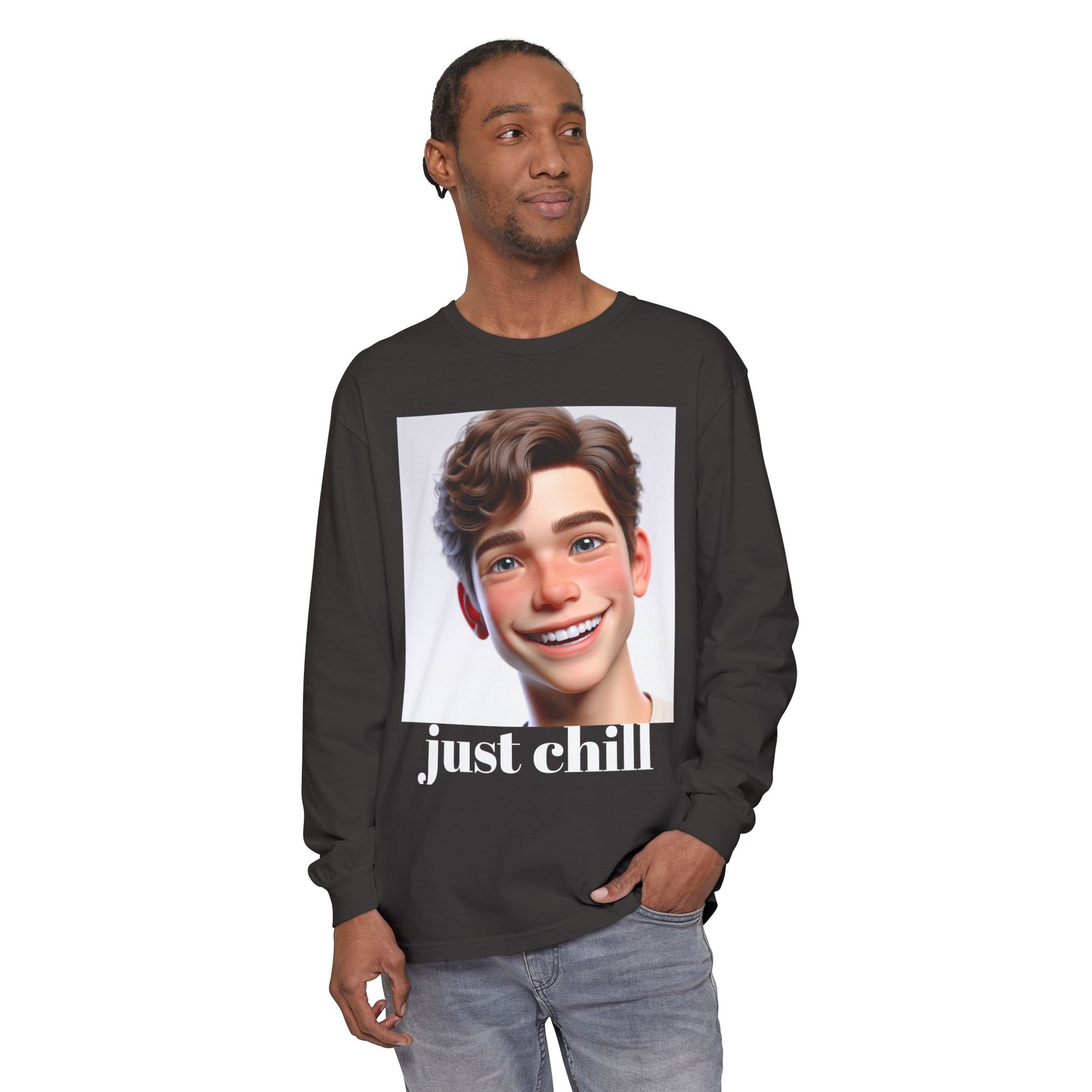 Smiling Character Unisex Long Sleeve Tee - Perfect for Casual Days & Gift Giving