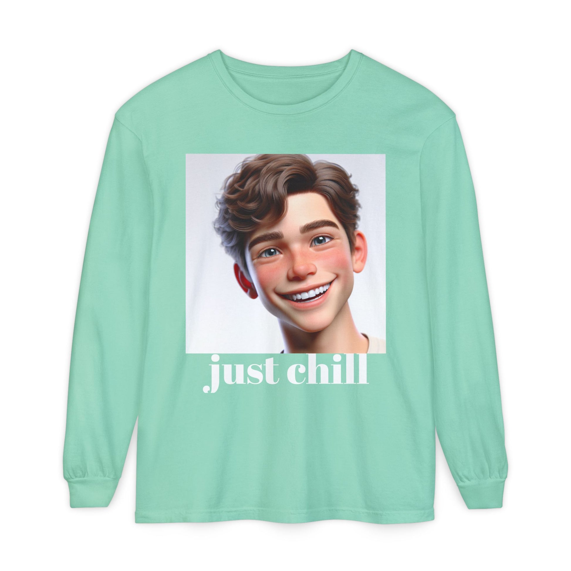 Smiling Character Unisex Long Sleeve Tee - Perfect for Casual Days & Gift Giving