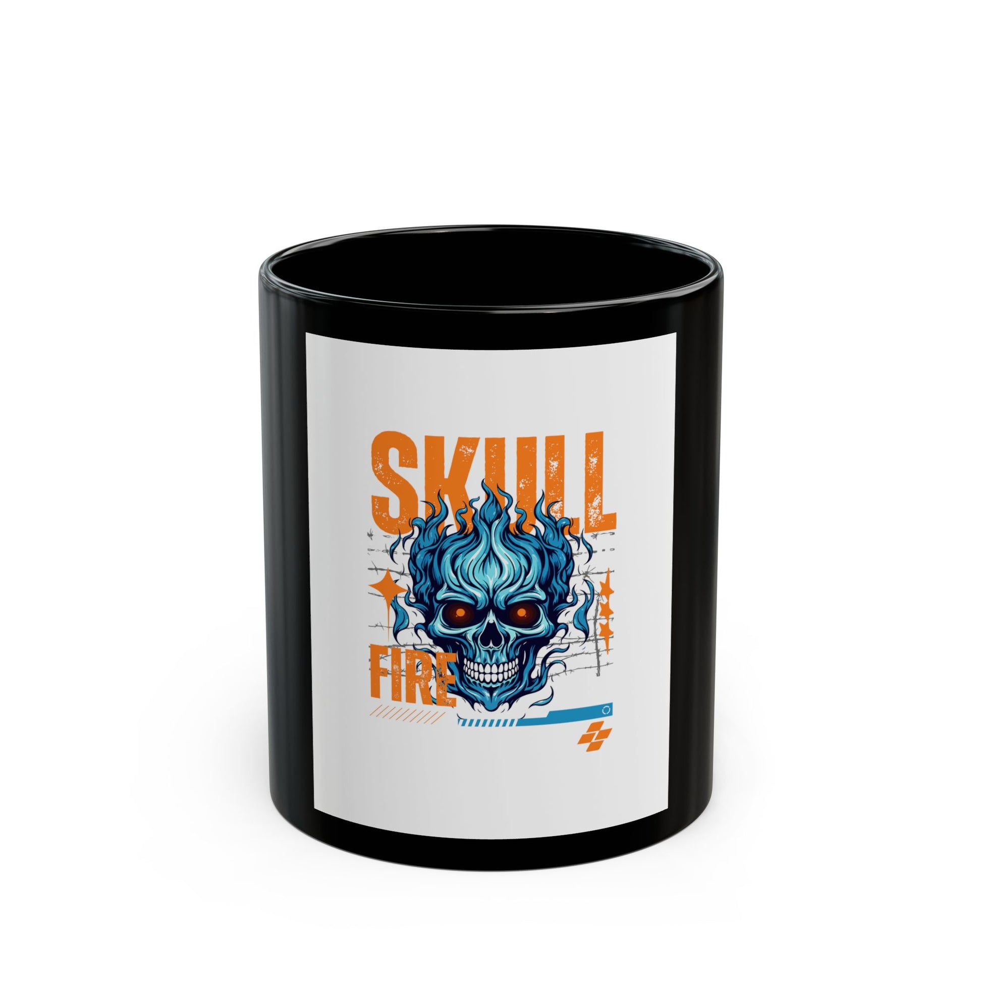 Skull Fire Black Mug - 11oz & 15oz | Unique Gift for Halloween & Everyday Use