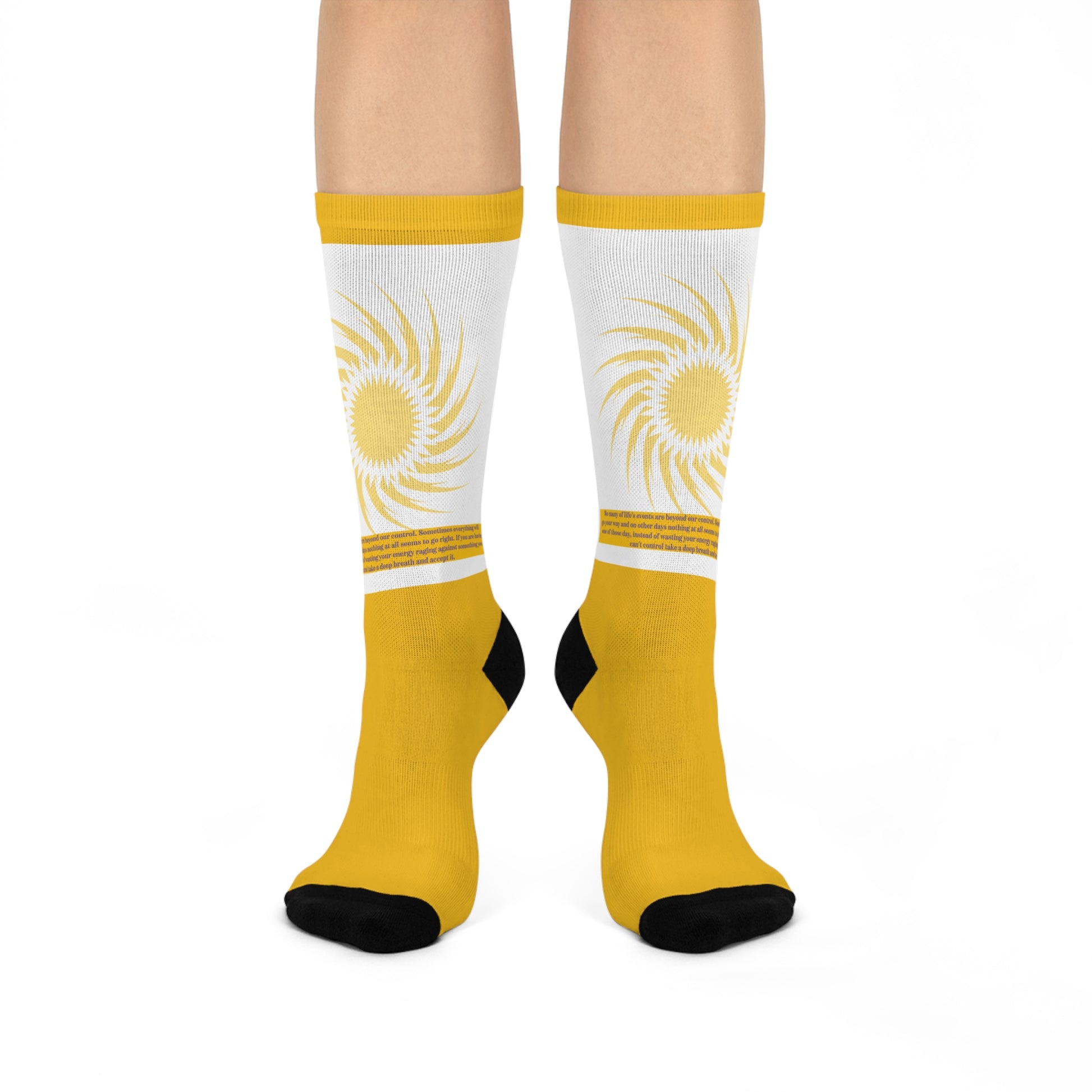 Sunny Vibe Cushioned Crew Socks with Inspiring Quote