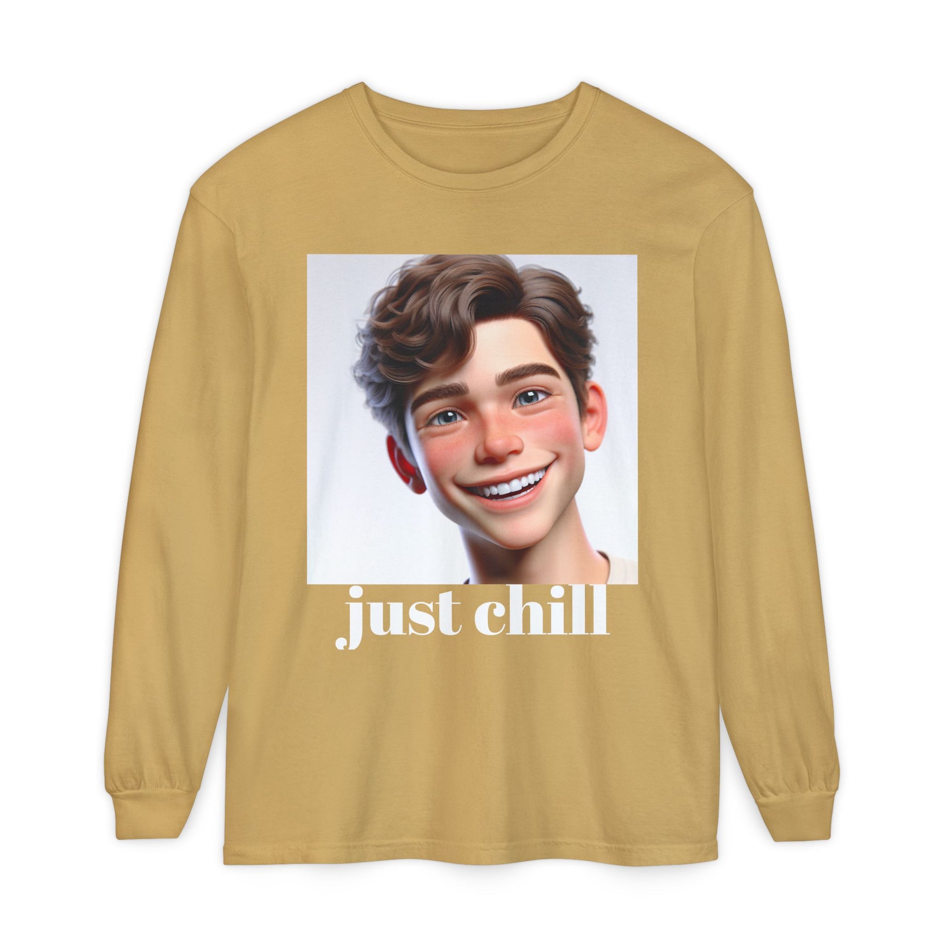 Smiling Character Unisex Long Sleeve Tee - Perfect for Casual Days & Gift Giving
