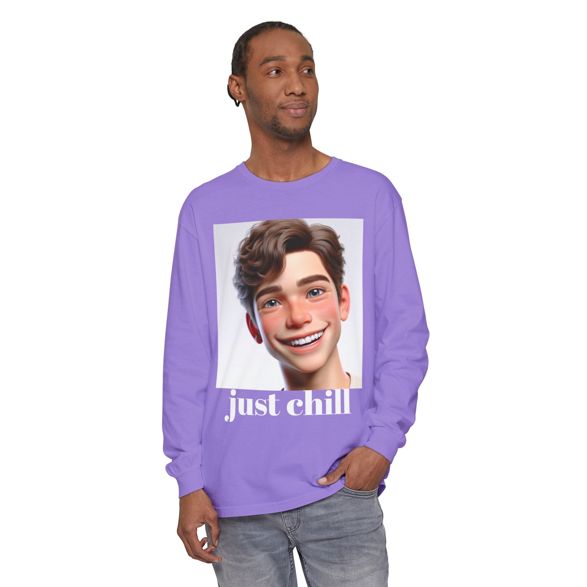 Smiling Character Unisex Long Sleeve Tee - Perfect for Casual Days & Gift Giving
