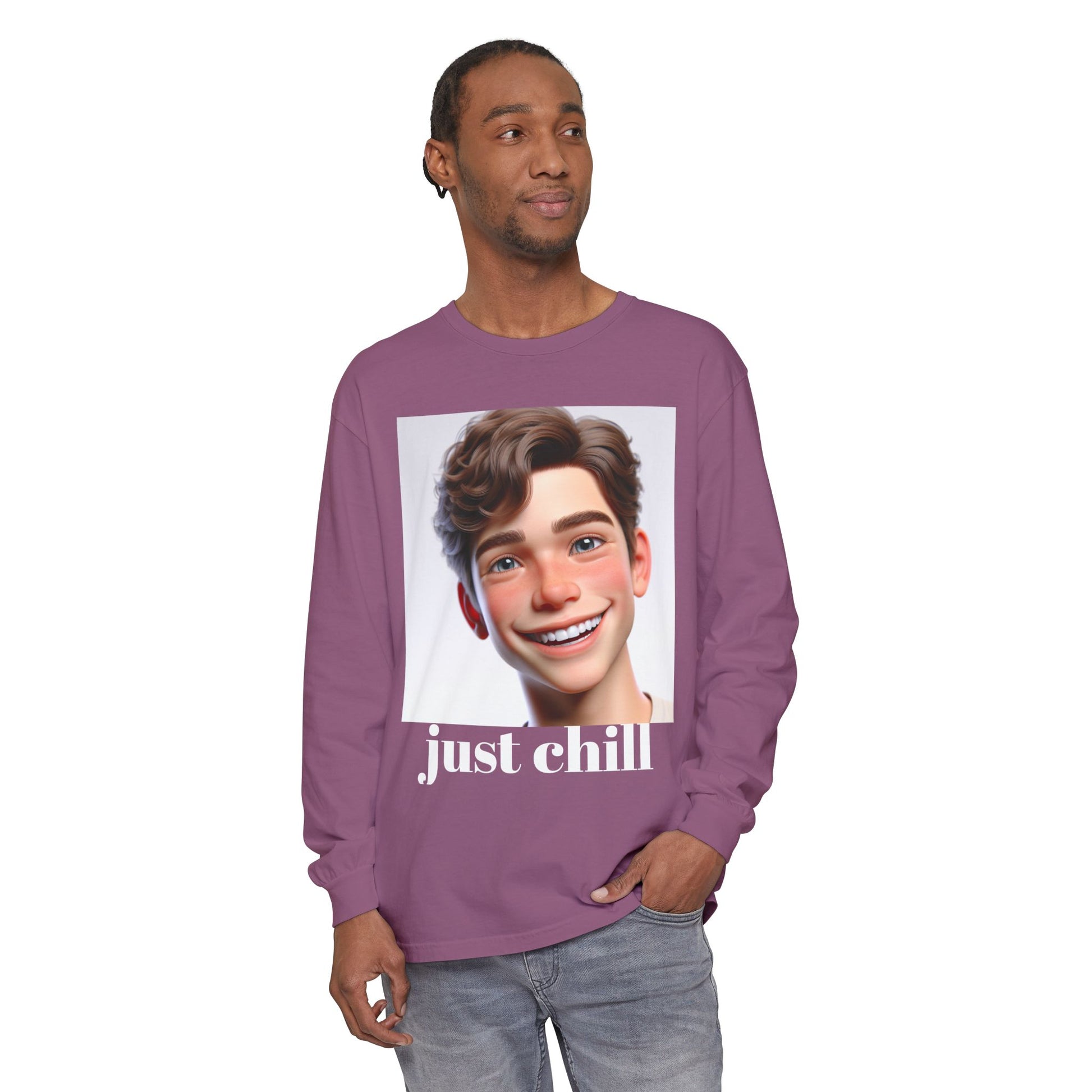 Smiling Character Unisex Long Sleeve Tee - Perfect for Casual Days & Gift Giving