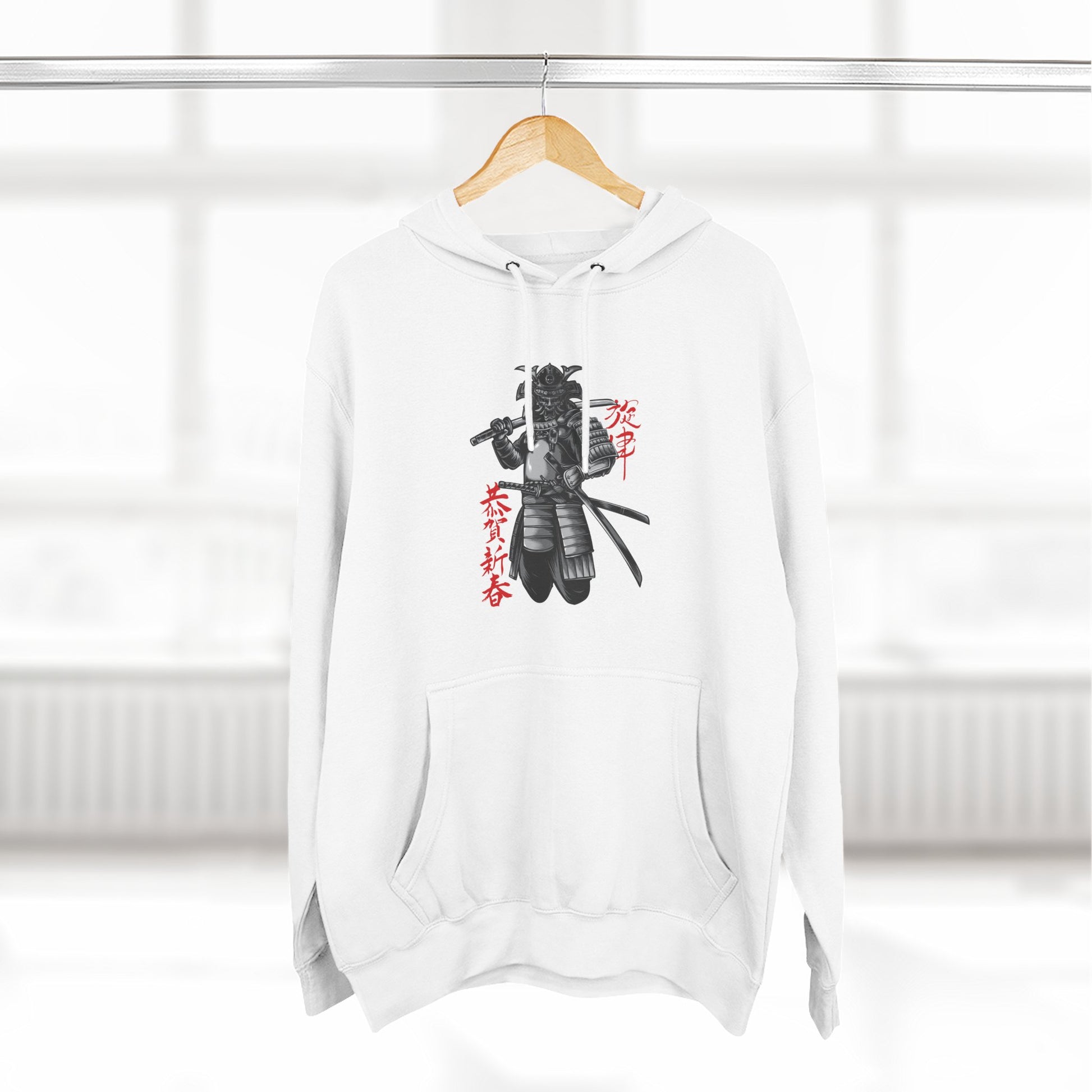Samurai Design Fleece Hoodie, Cozy Winter Sweatshirt, Unisex Warm Pullover, Streetwear Fashion, Gift for Anime Fans