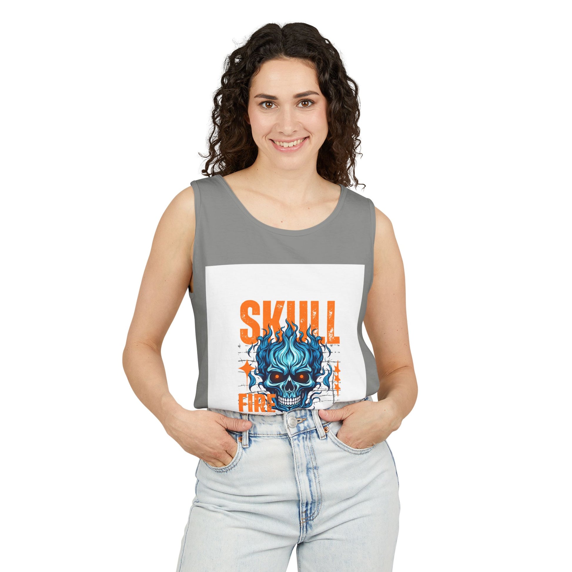 Skull Fire Graphic Tank Top for Unisex - Bold Summer Style