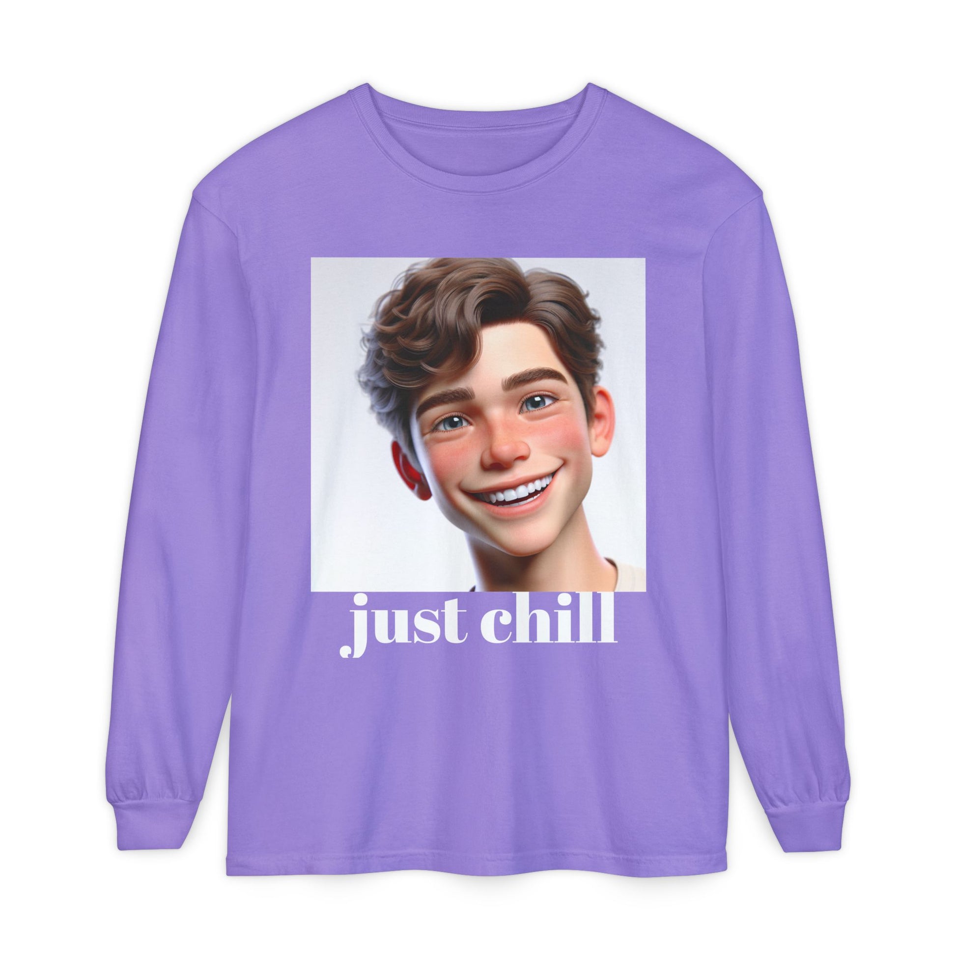 Smiling Character Unisex Long Sleeve Tee - Perfect for Casual Days & Gift Giving