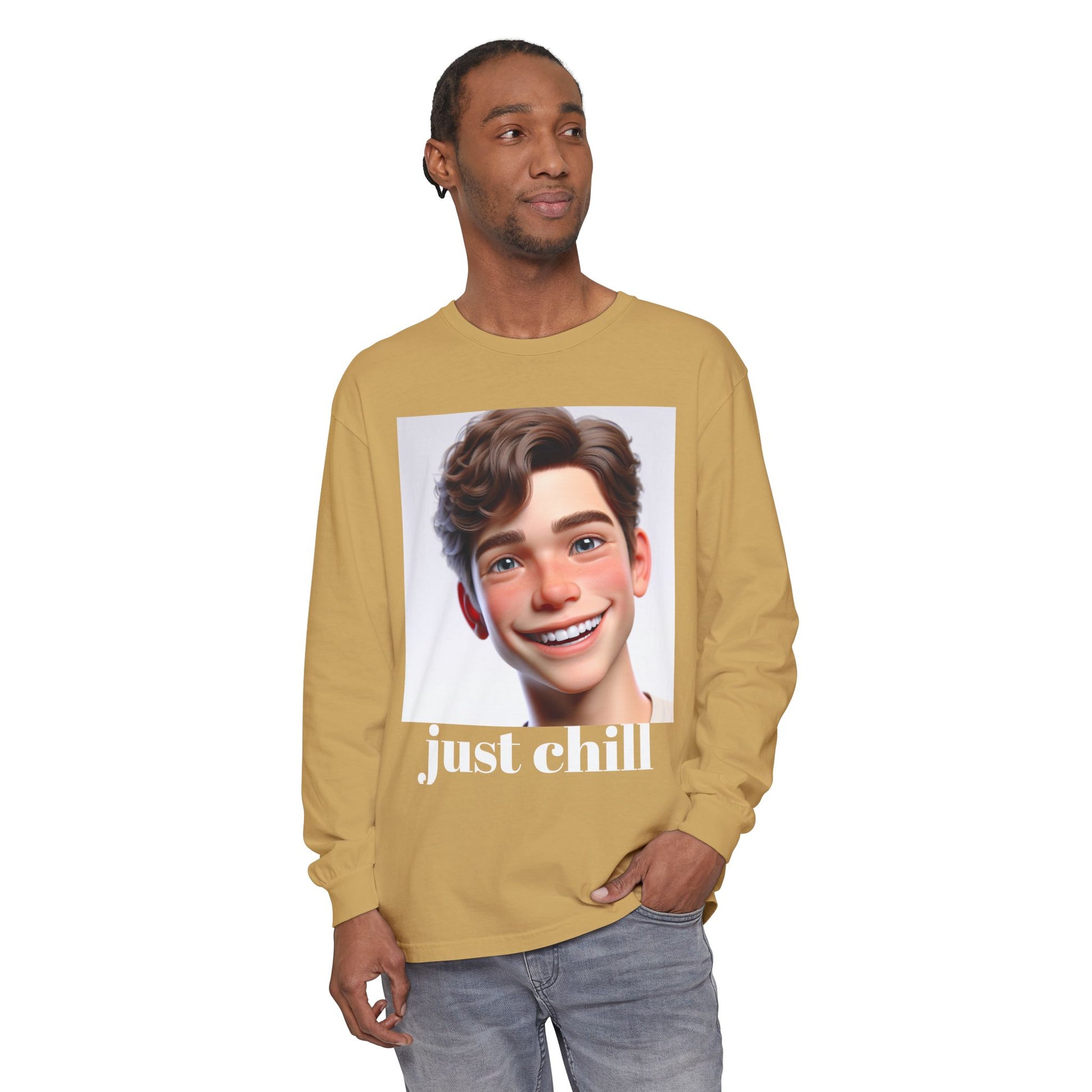 Smiling Character Unisex Long Sleeve Tee - Perfect for Casual Days & Gift Giving
