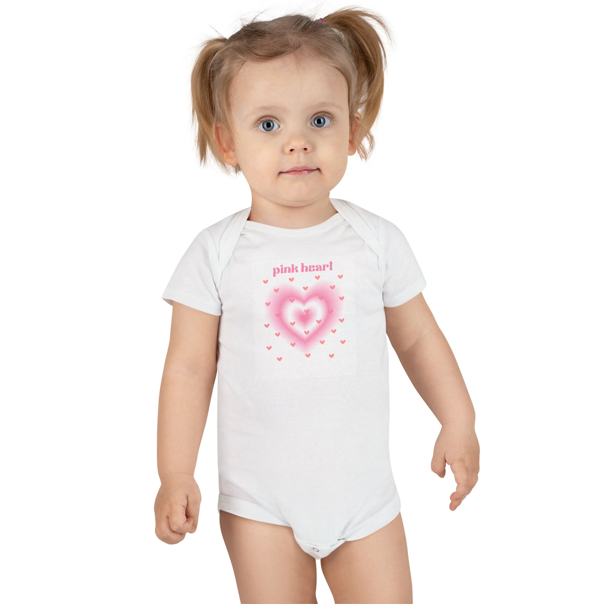 Cute Baby Short Sleeve Onesie® - 'Pink Heart' Design for Infants