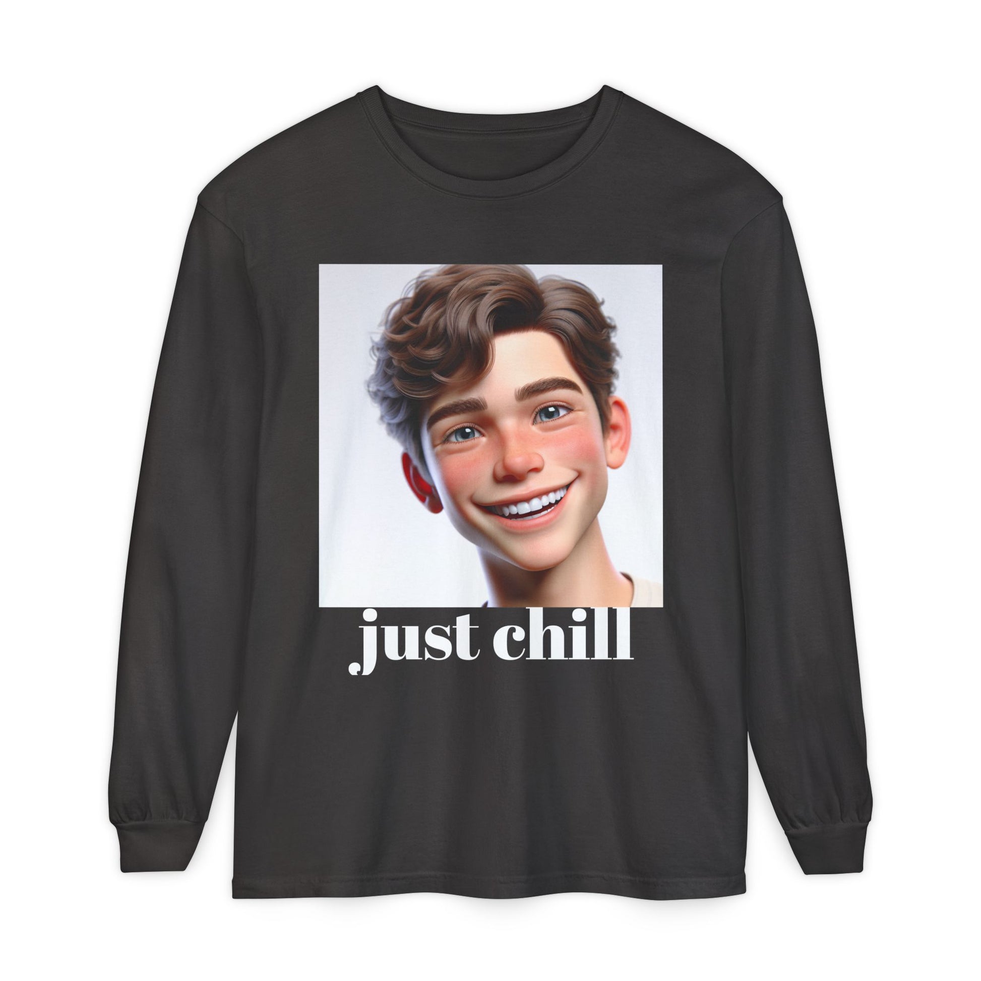Smiling Character Unisex Long Sleeve Tee - Perfect for Casual Days & Gift Giving